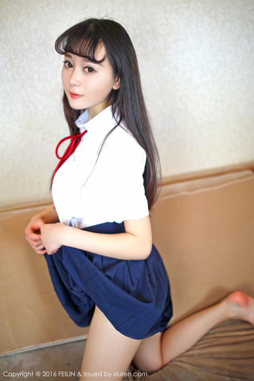 FEILIN嗲囡囡清纯美女赵小米Kitty学生装制服诱惑写真