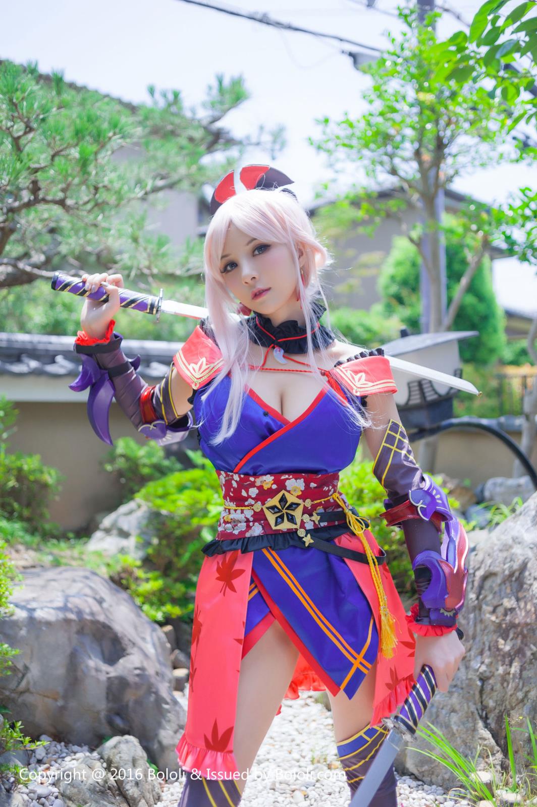 COSer夏美酱古典风COSPLAY宫本武藏露爆乳福利