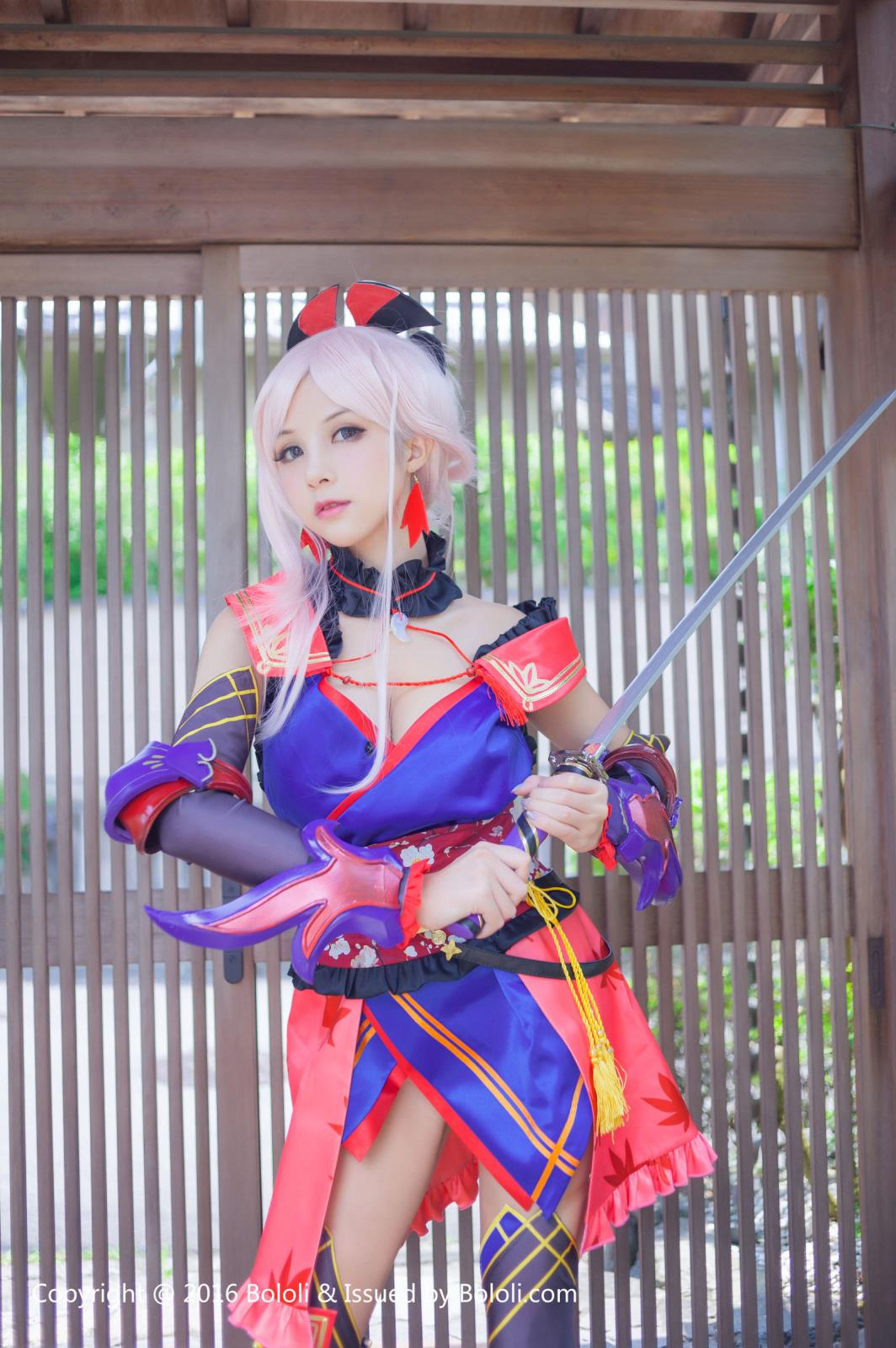 COSer夏美酱古典风COSPLAY宫本武藏露爆乳福利