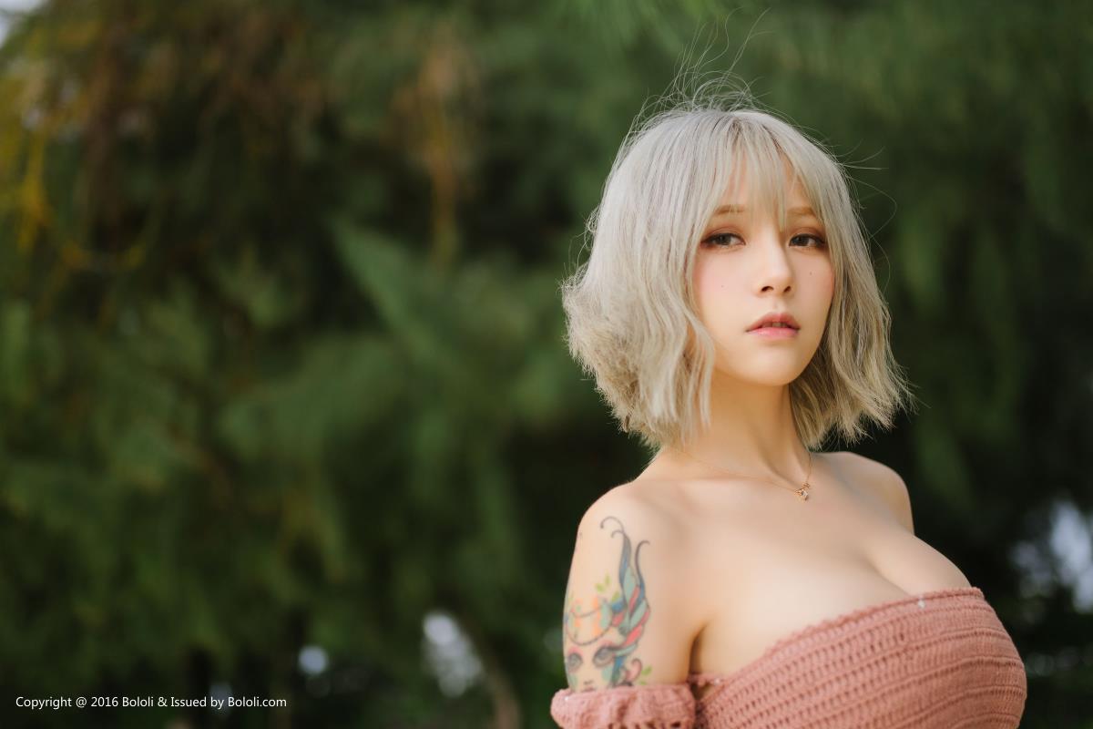 [BoLoli波萝社] 性感美女夏美酱连体针织衣波涛胸汹诱人写真