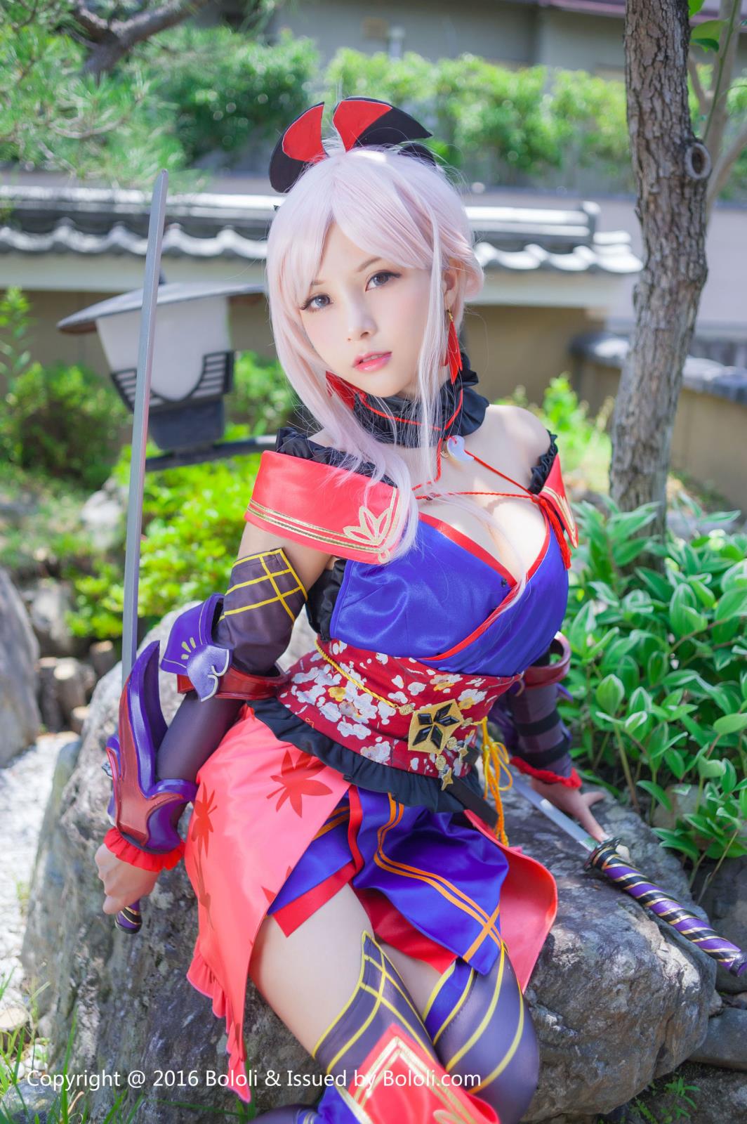 COSer夏美酱古典风COSPLAY宫本武藏露爆乳福利