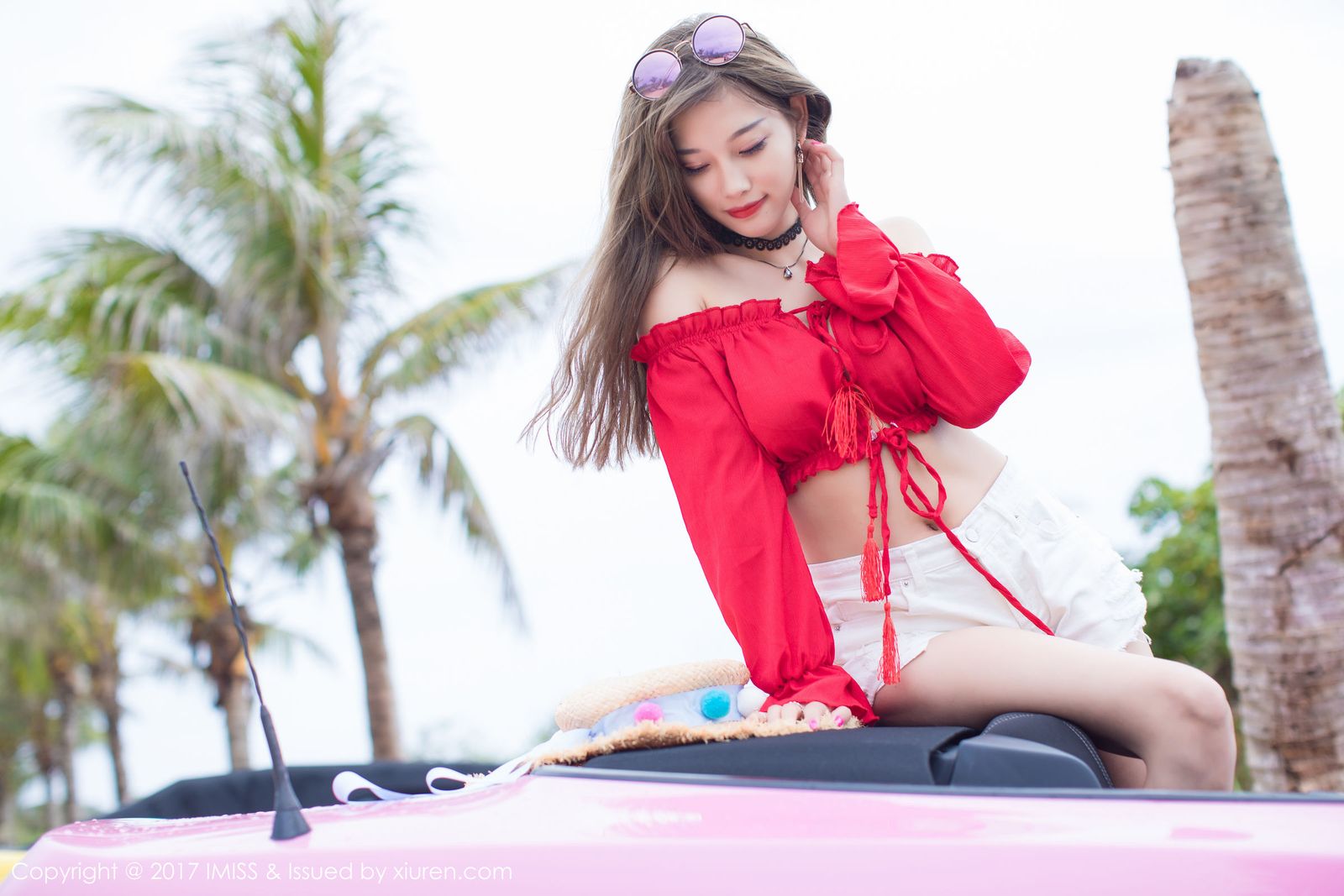 香车美女杨晨晨sugar阳光沙滩比基尼塞班旅拍
