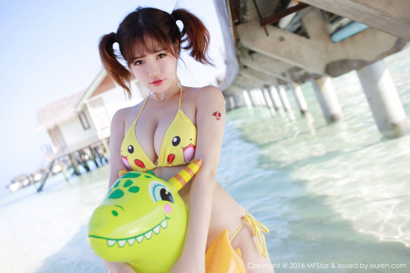 性感女神徐cake运动风泳衣皮卡丘比基尼马尔代夫旅拍 VOL.056