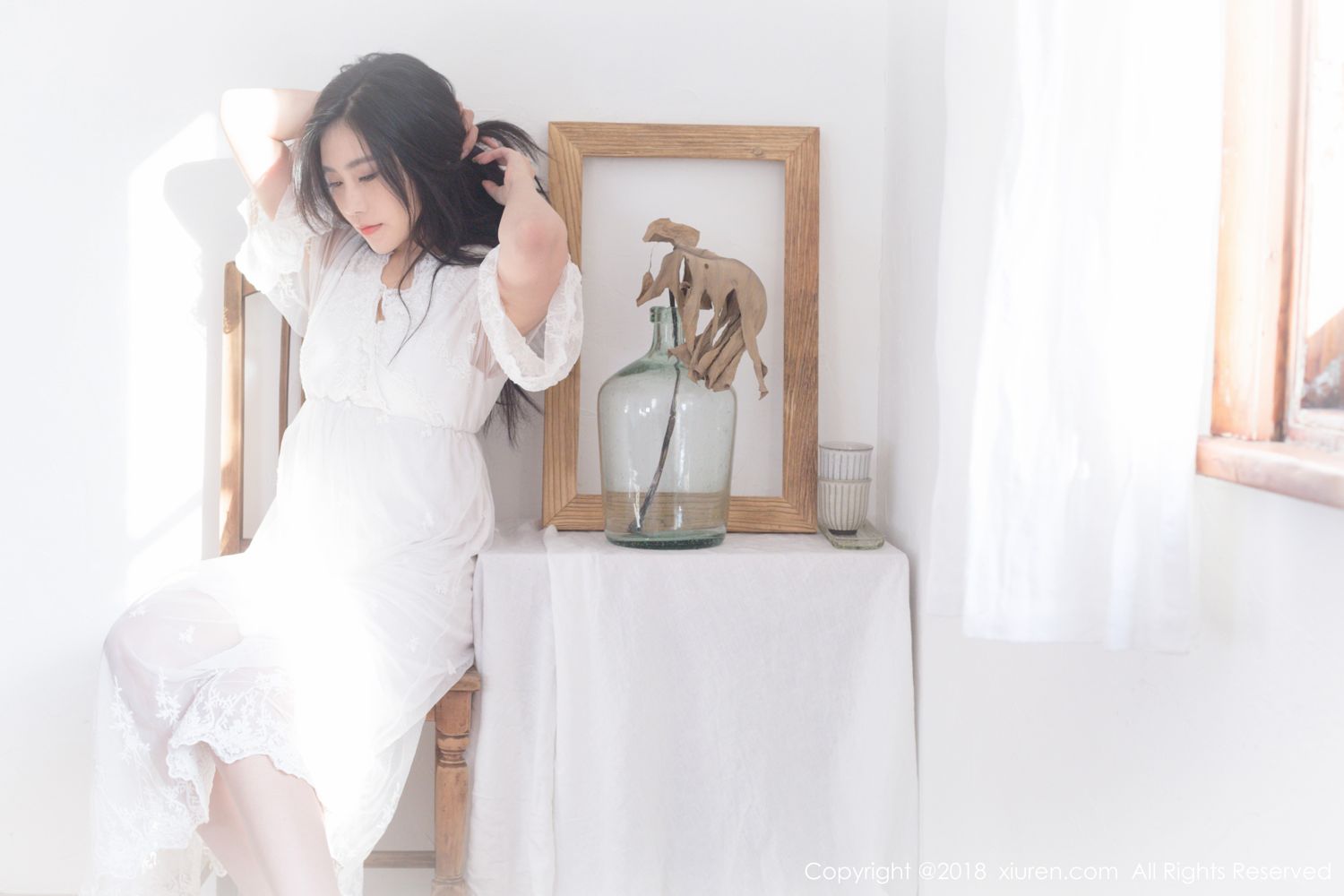 宅男女神许诺Sabrina清新薄纱早安女友写真 No.1024