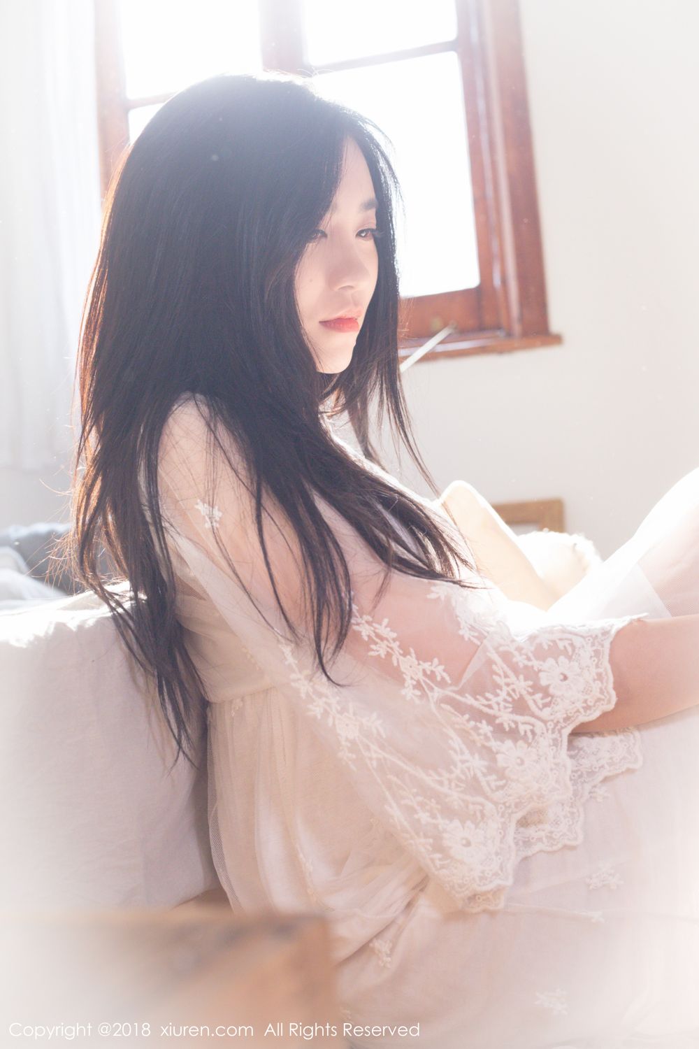 宅男女神许诺Sabrina清新薄纱早安女友写真 No.1024
