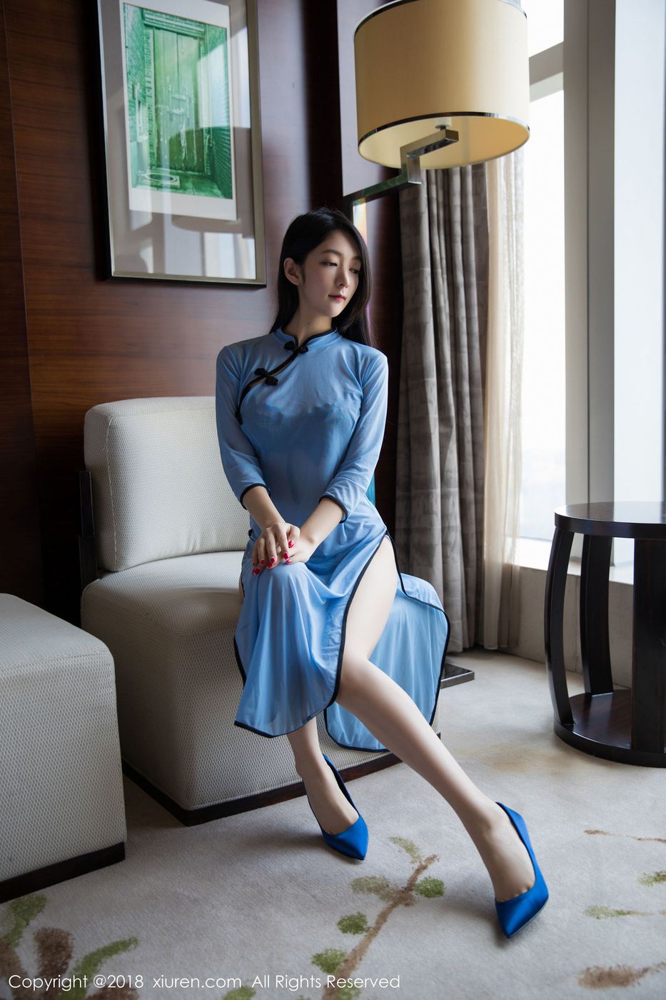 性感女神Angela喜欢猫透视民国风旗袍修长美腿内衣诱惑美图