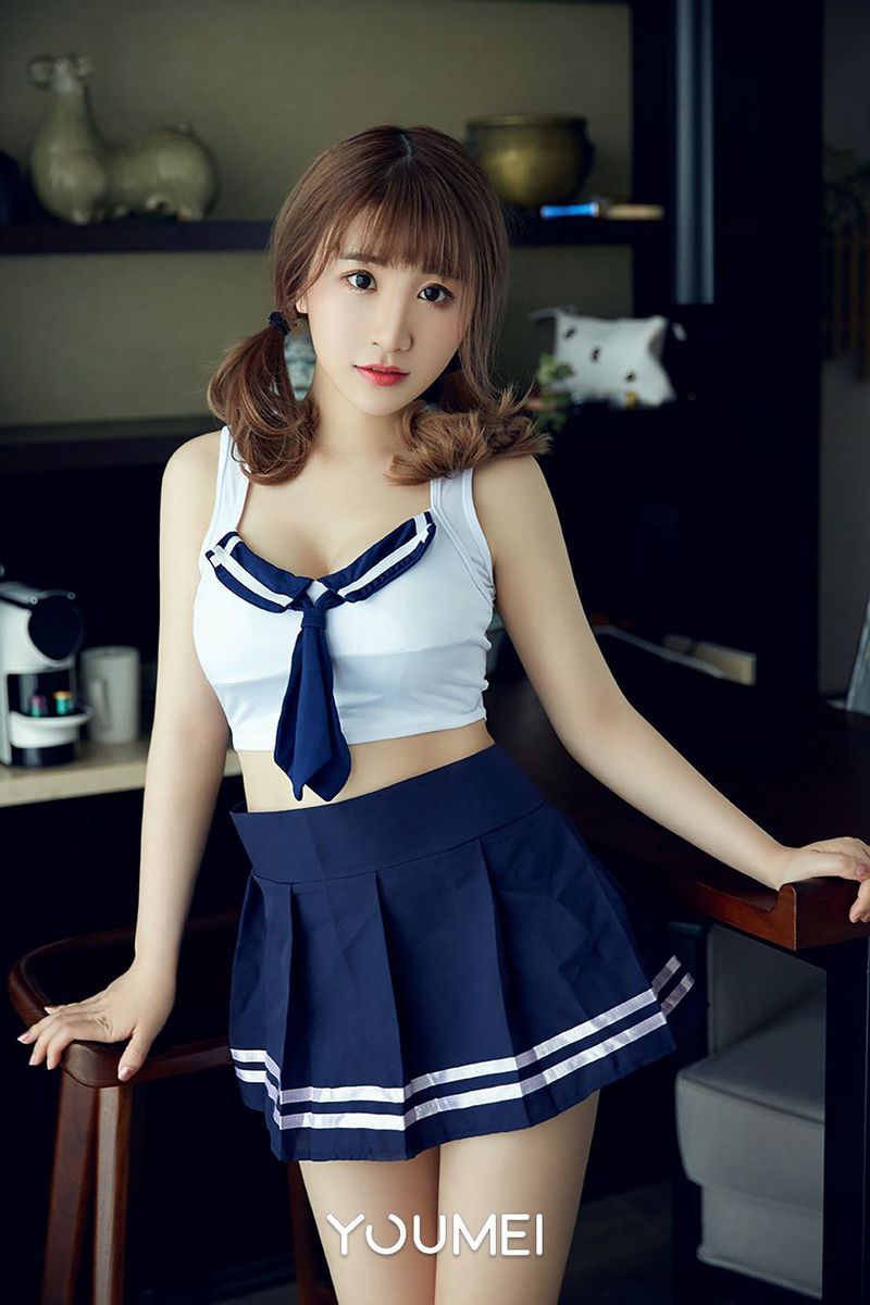 萌妹子绯月樱Cherry学妹制服衣衫半解性感套图