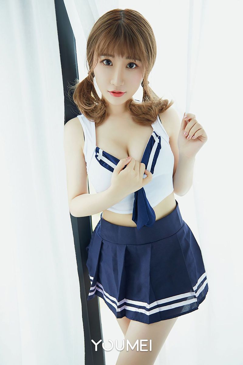 萌妹子绯月樱Cherry学妹制服衣衫半解性感套图