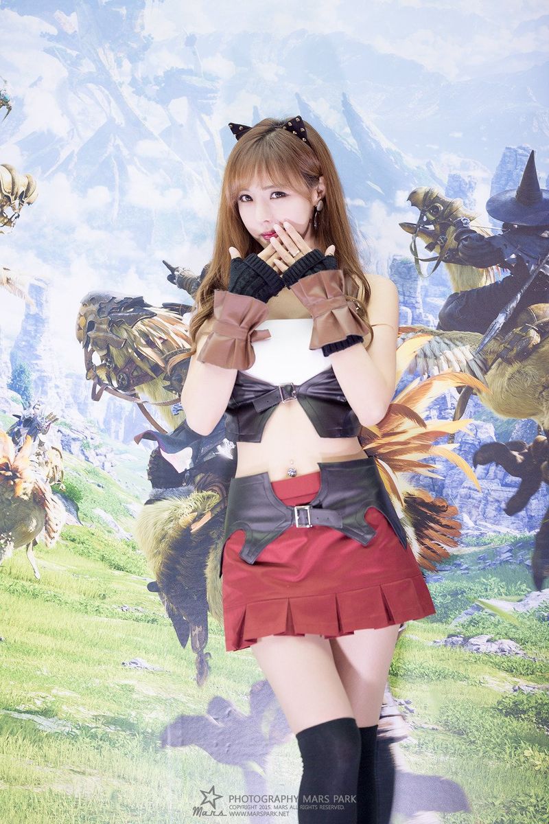 韩国可人儿徐珍儿bunny露脐红色小短裙ShowGirl活动美图