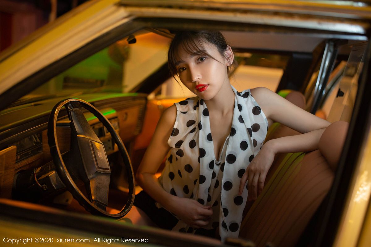 性感女神陆萱萱出租车司机香车美人主题写真