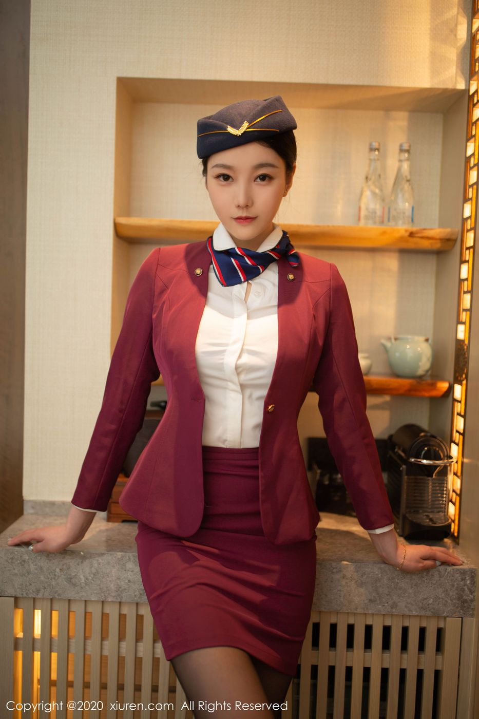 美女模特安然Maleah空乘制服内衣系列写真