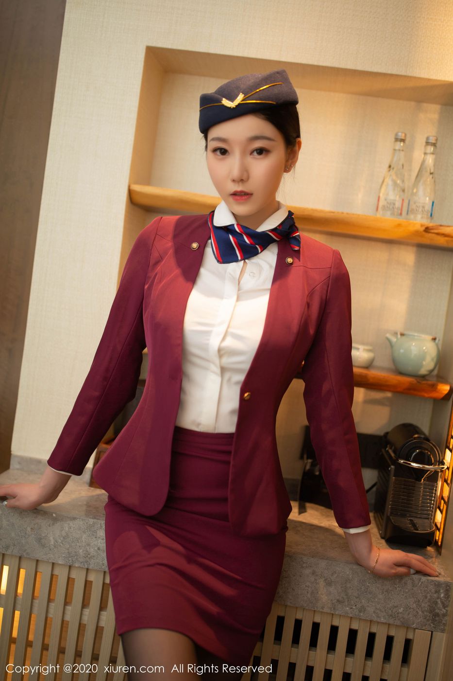 美女模特安然Maleah空乘制服内衣系列写真