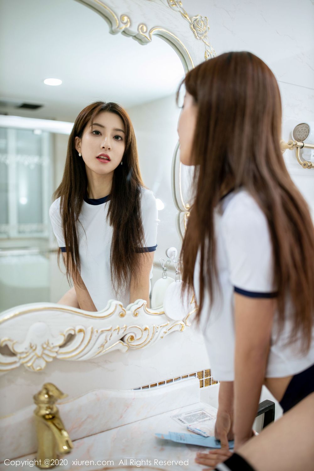 美女模特林文文yooki - 浴室体操服湿身系列写真