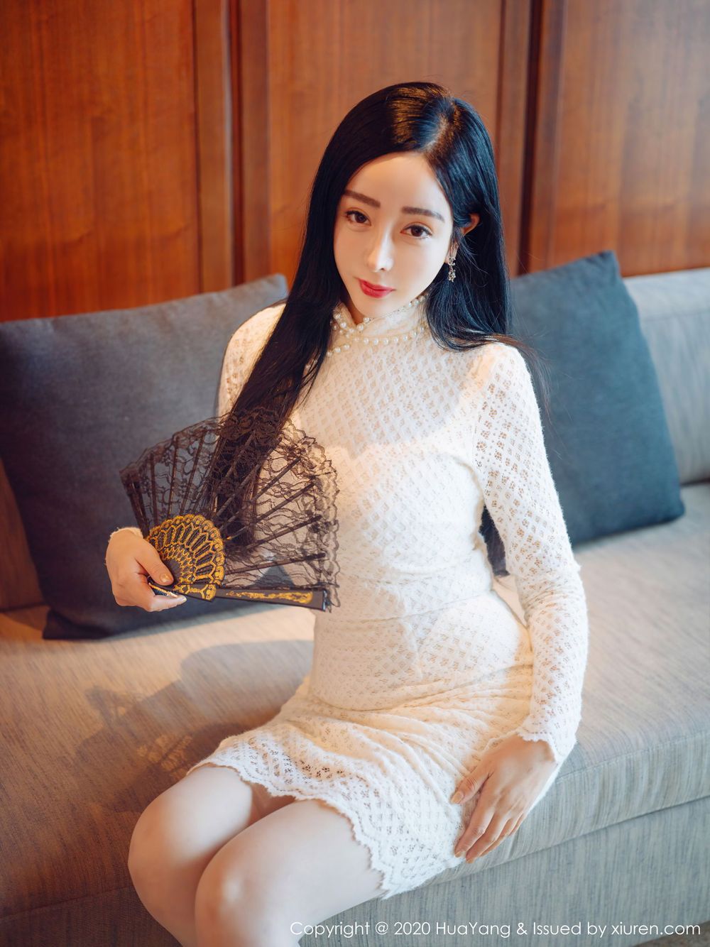 美女模特允爾 - 蕾丝长裙丝袜美腿系列明艳写真