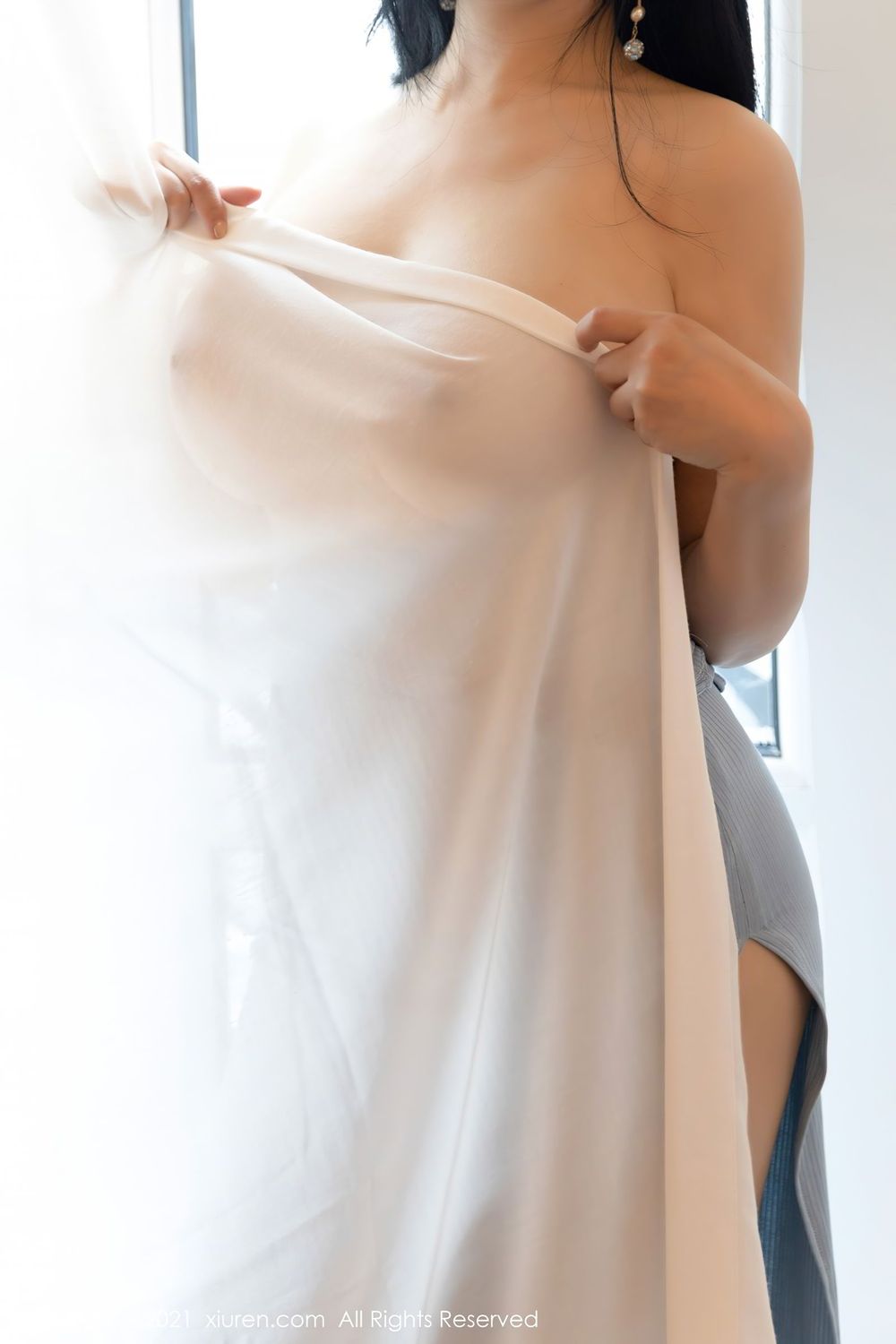 美女模特允爾 - 蓝色轻透长裙朦胧丝袜系列厦门旅拍