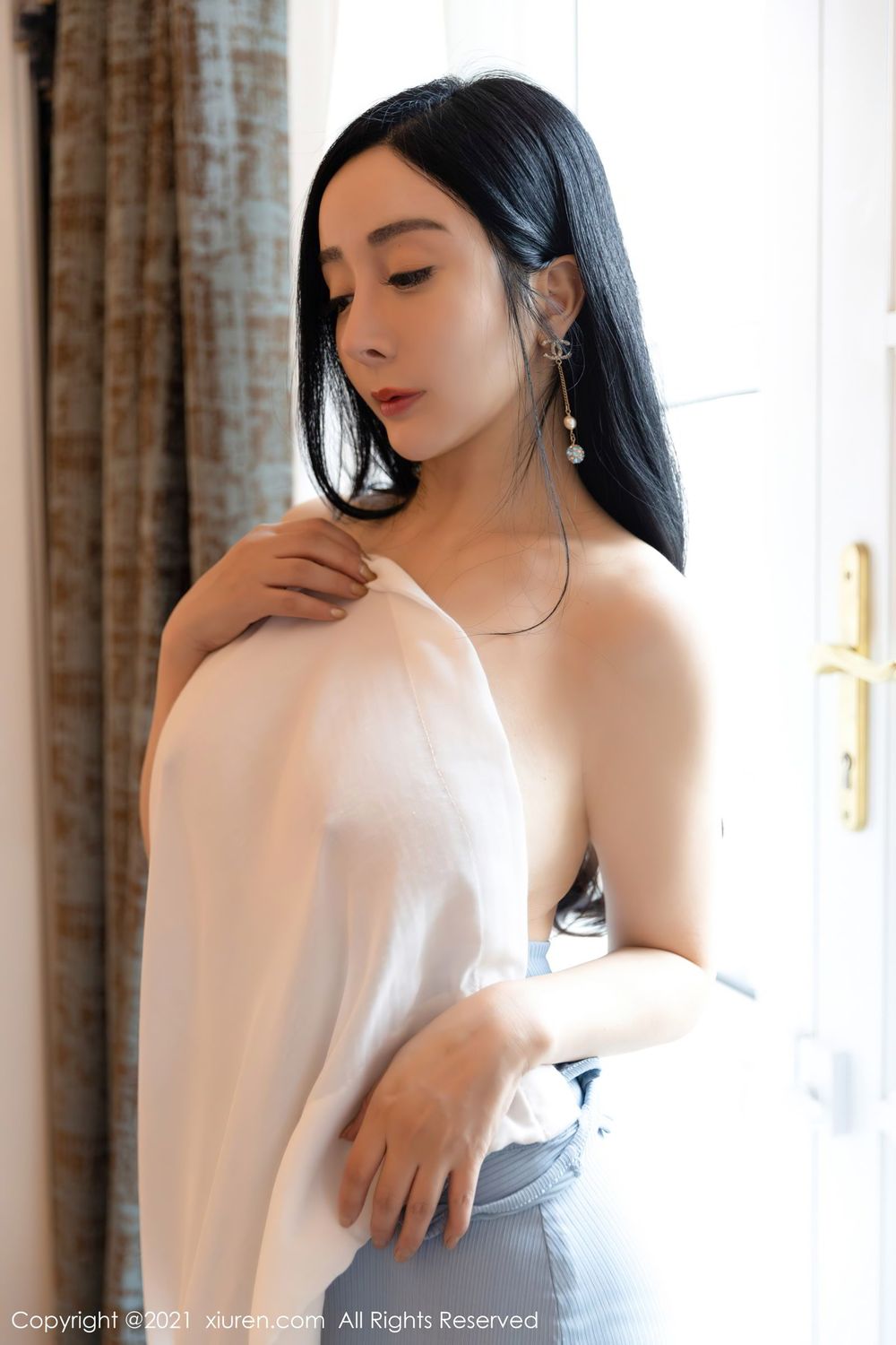 美女模特允爾 - 蓝色轻透长裙朦胧丝袜系列厦门旅拍