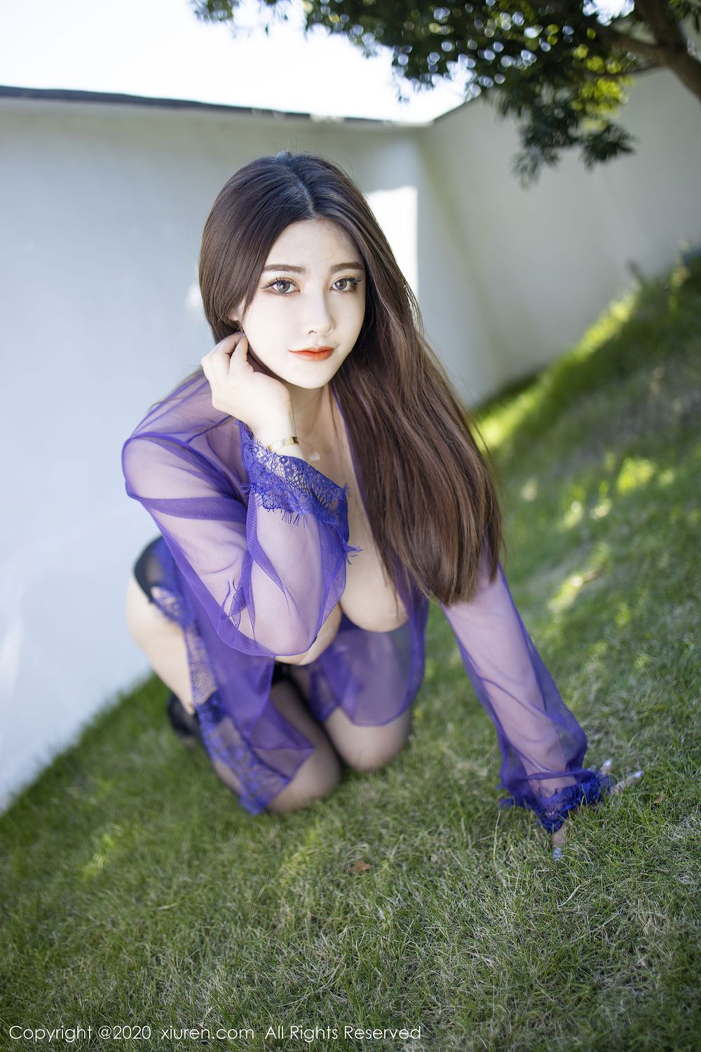 美女模特软而 - 紫色情趣制服丰满系列性感写真
