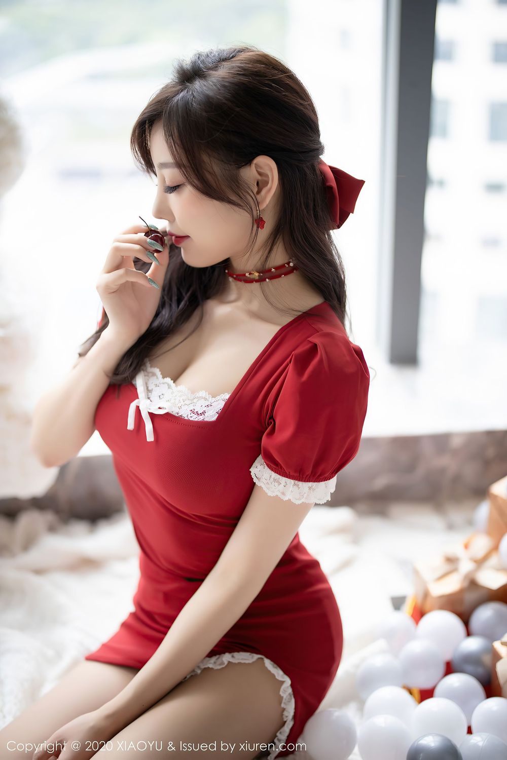 性感女神杨晨晨sugar - 红色短裙圣诞主题私房写真