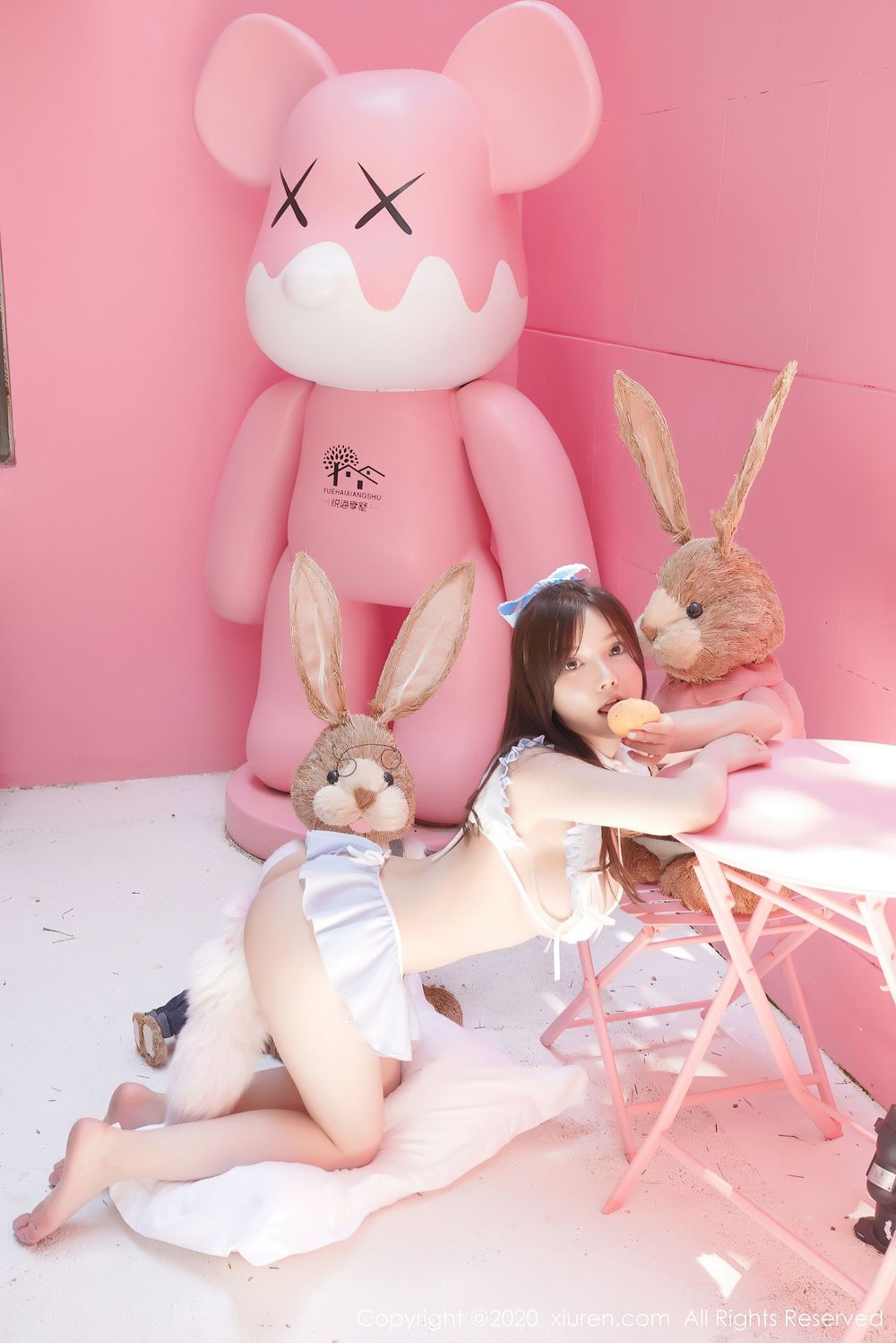 美女模特糯美子Mini - 三点式内衣+尾巴装扮三亚旅拍