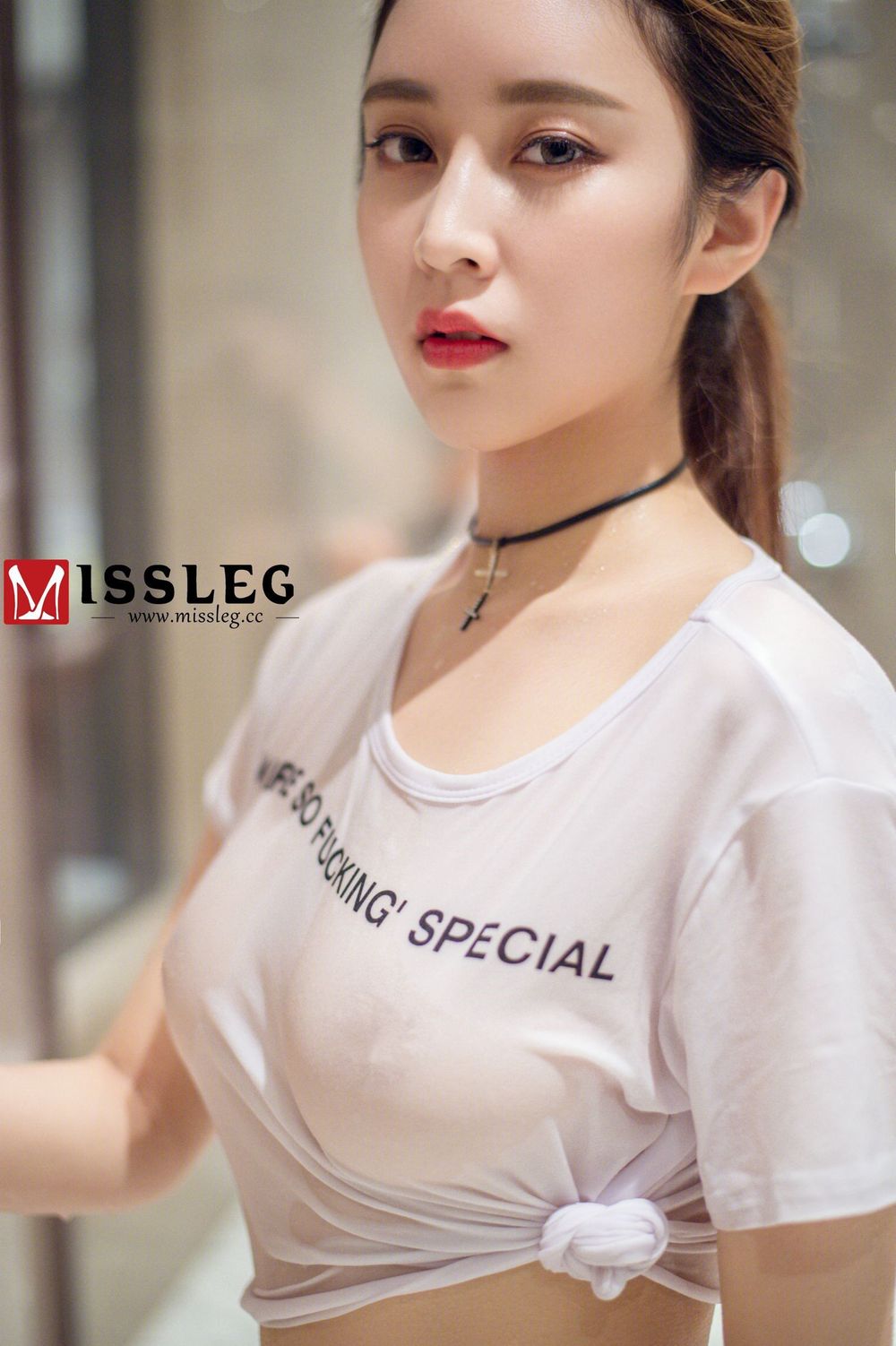 美女模特乔依琳Joylin - 连体白丝+湿身系列性感写真