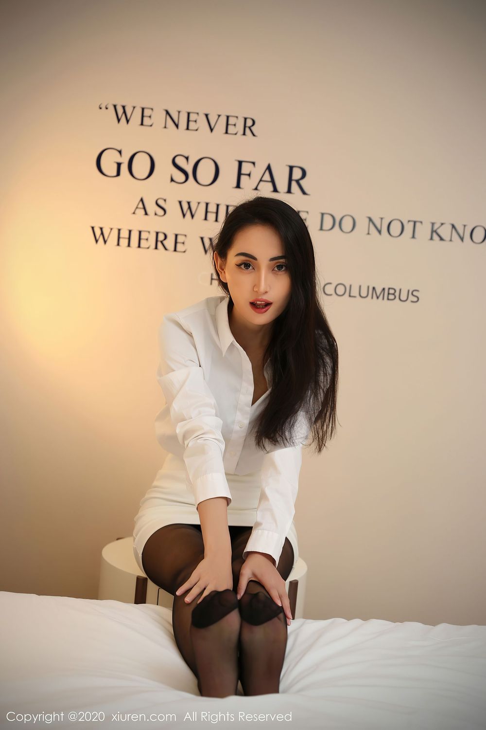 美女模特陈舒羽 - 白衬衫黑丝美腿系列性感写真