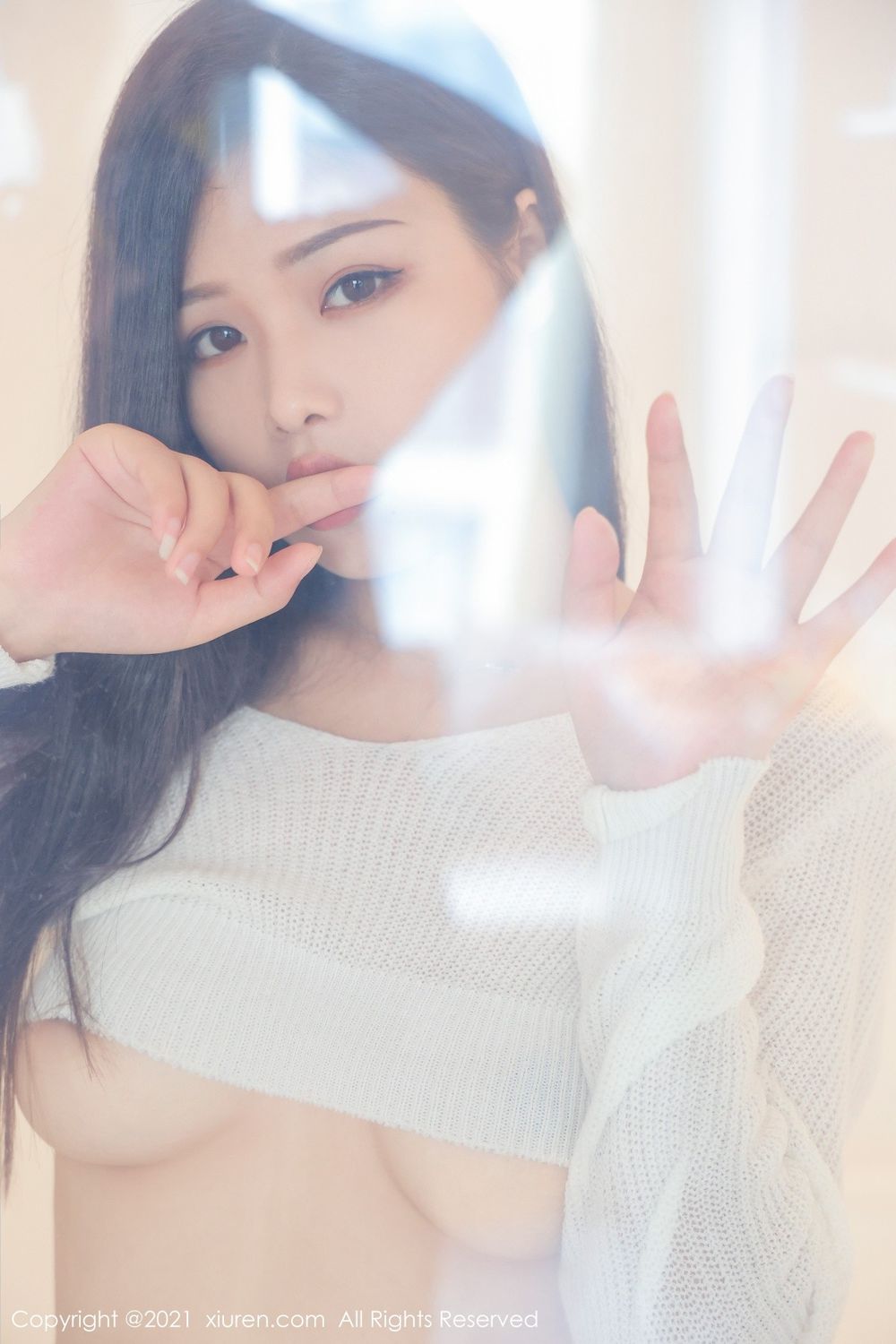 美女模特星萌 - 洁白毛衣黑丝系列性感写真