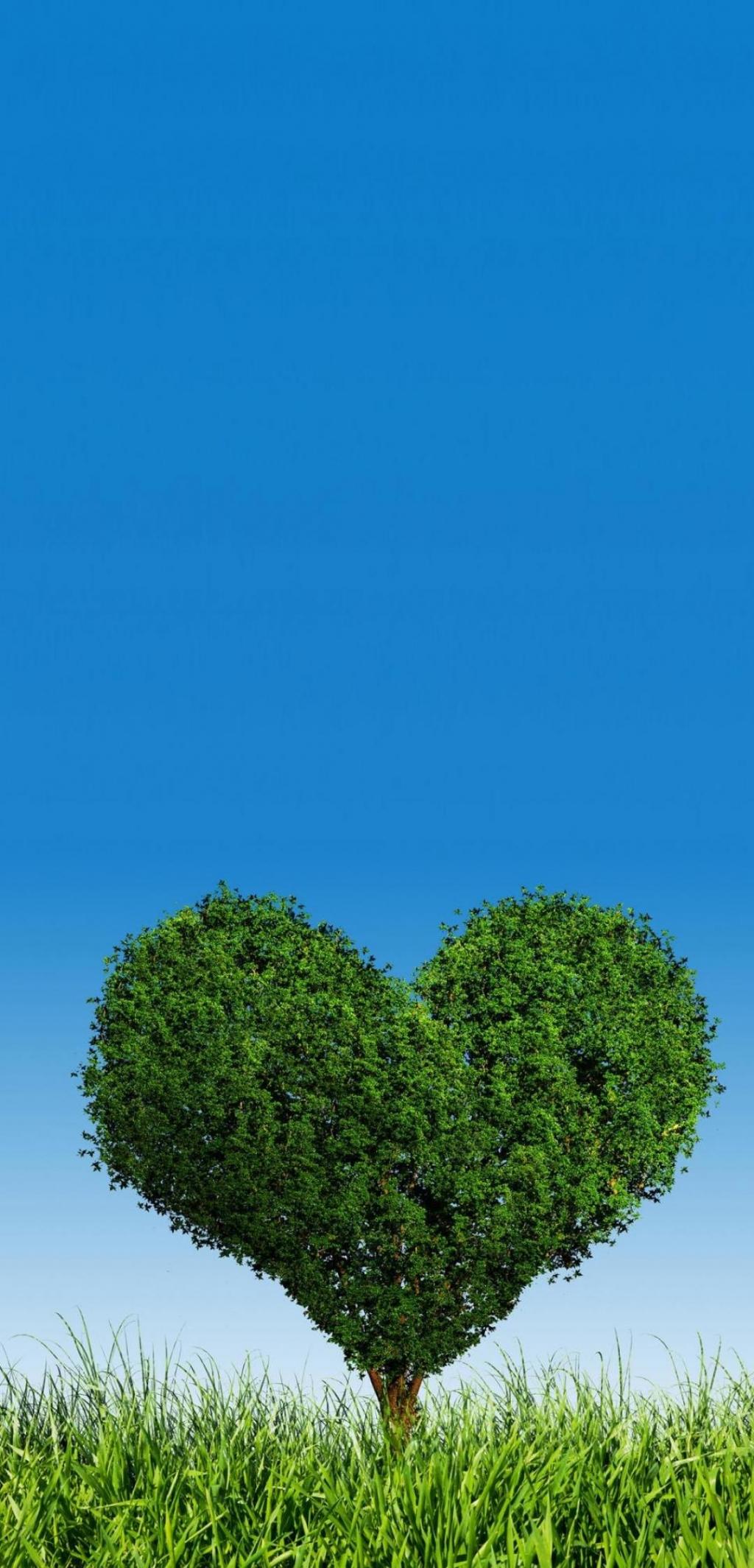 爱心形状的树木很养眼手机壁纸
