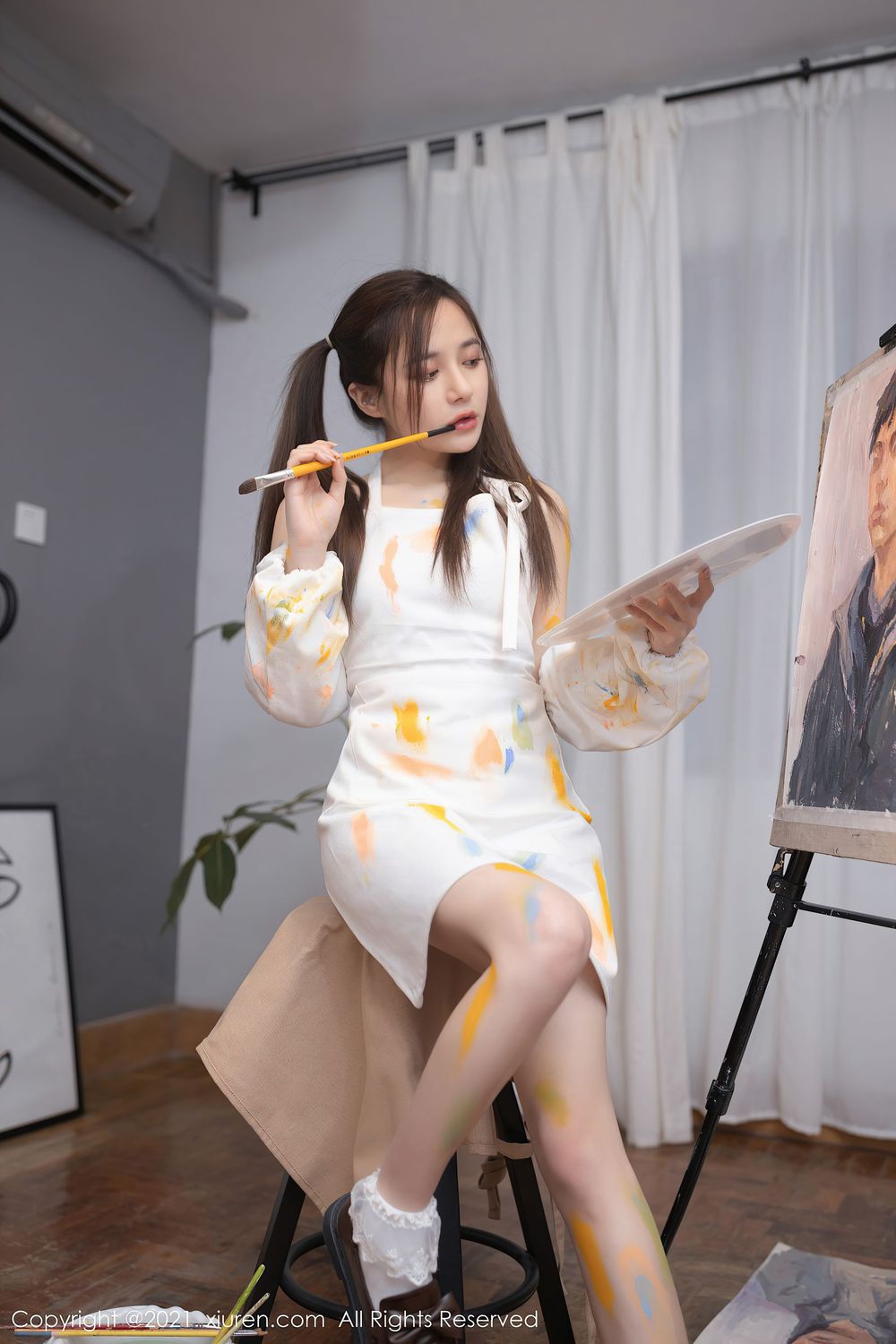 美女模特鱼子酱Fish - 邻居小哥哥画室系列写真