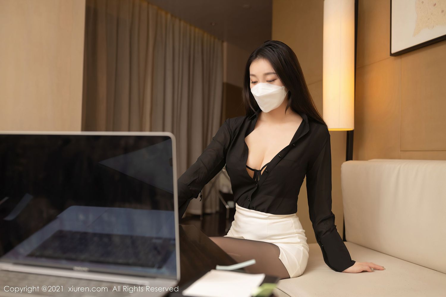 美女模特安然Maleah - 贴纸游戏+黑丝主题性感写真