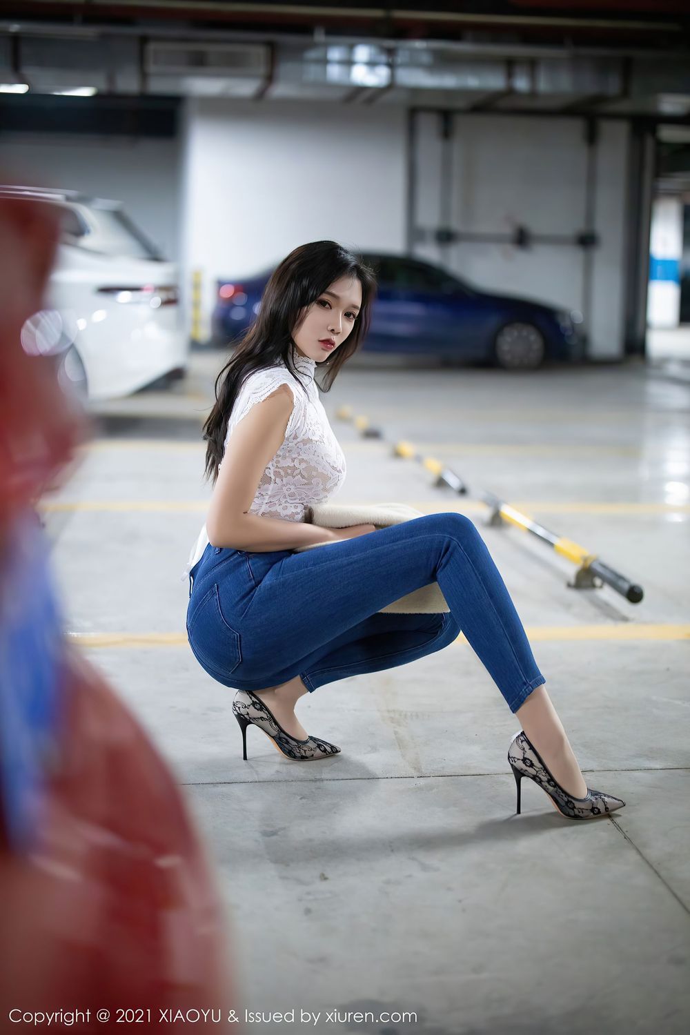 美女模特小娜比 - 直率牛仔裤+车拍主题性感写真