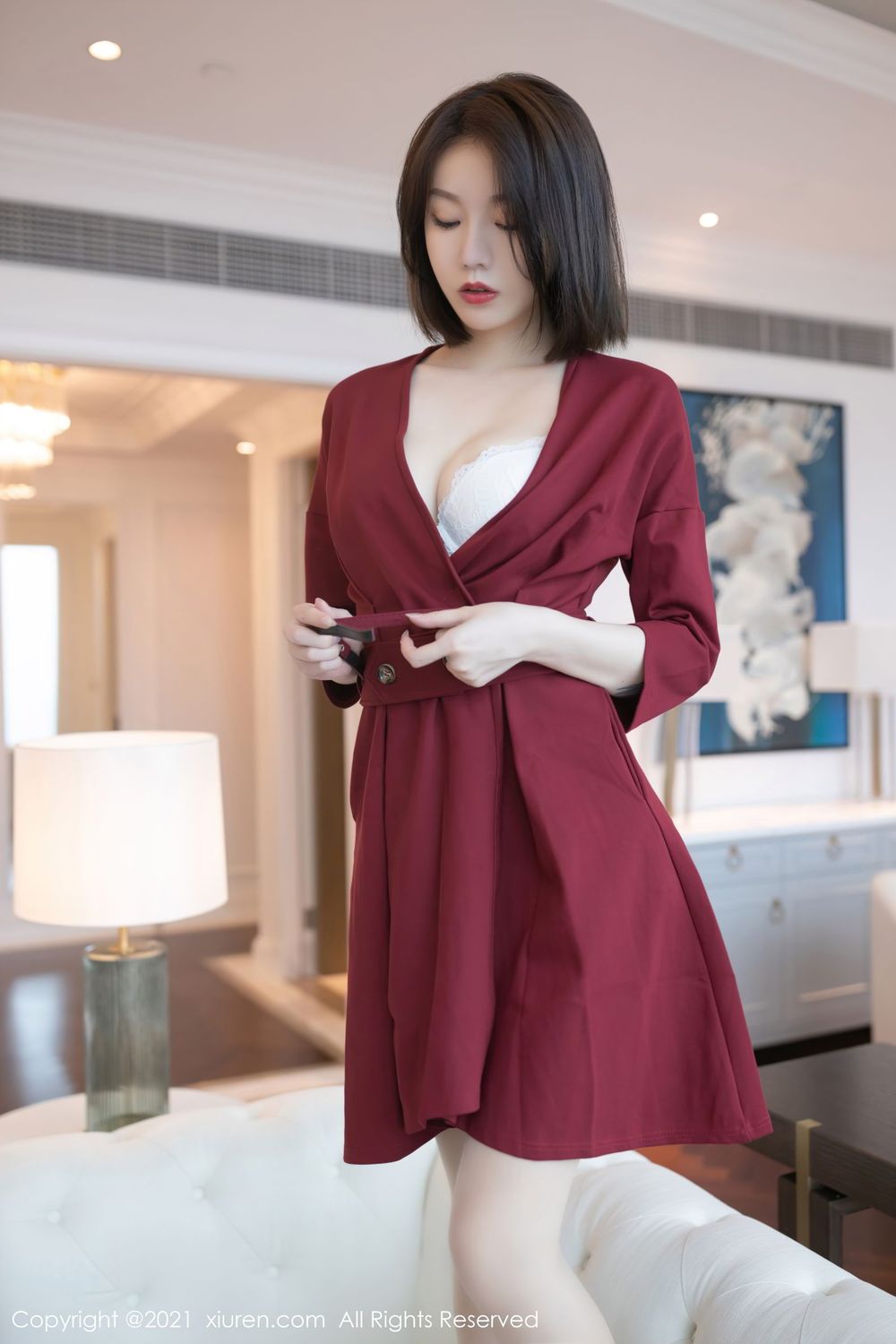 模特安然Maleah - 红色服饰+人妻主题性感写真