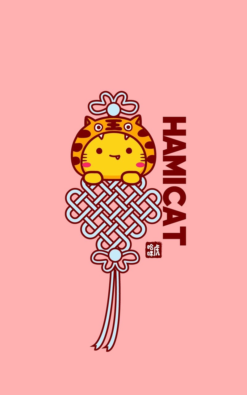 Hamicat哈咪猫中国结卡通图片手机壁纸