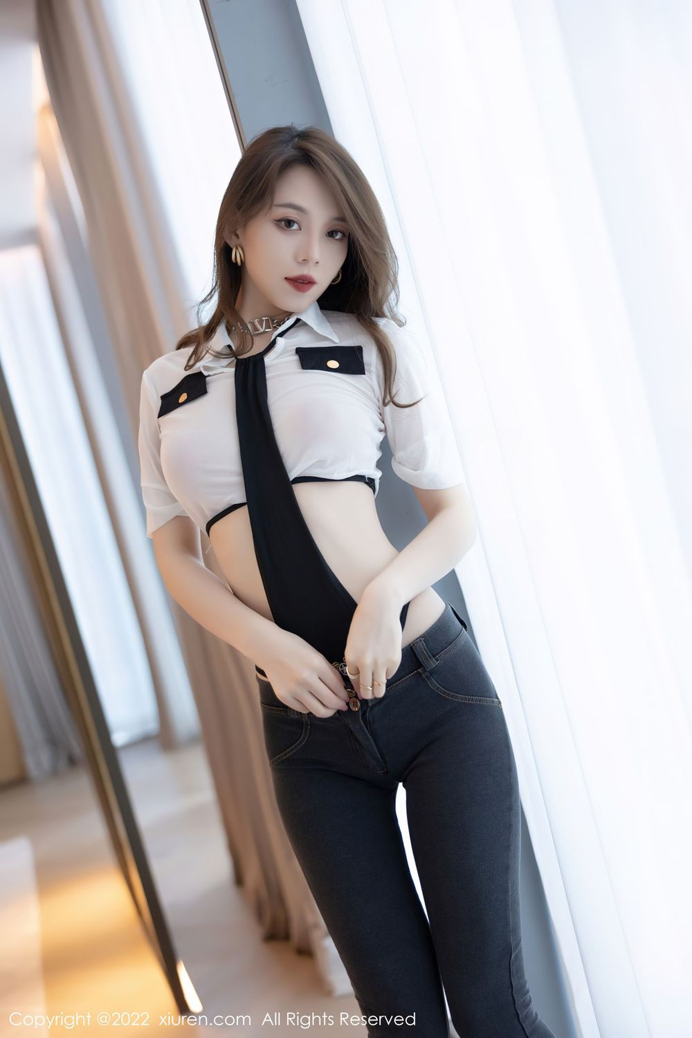 美女模特言沫 - 轻透上衣+牛仔裤系列深圳旅拍