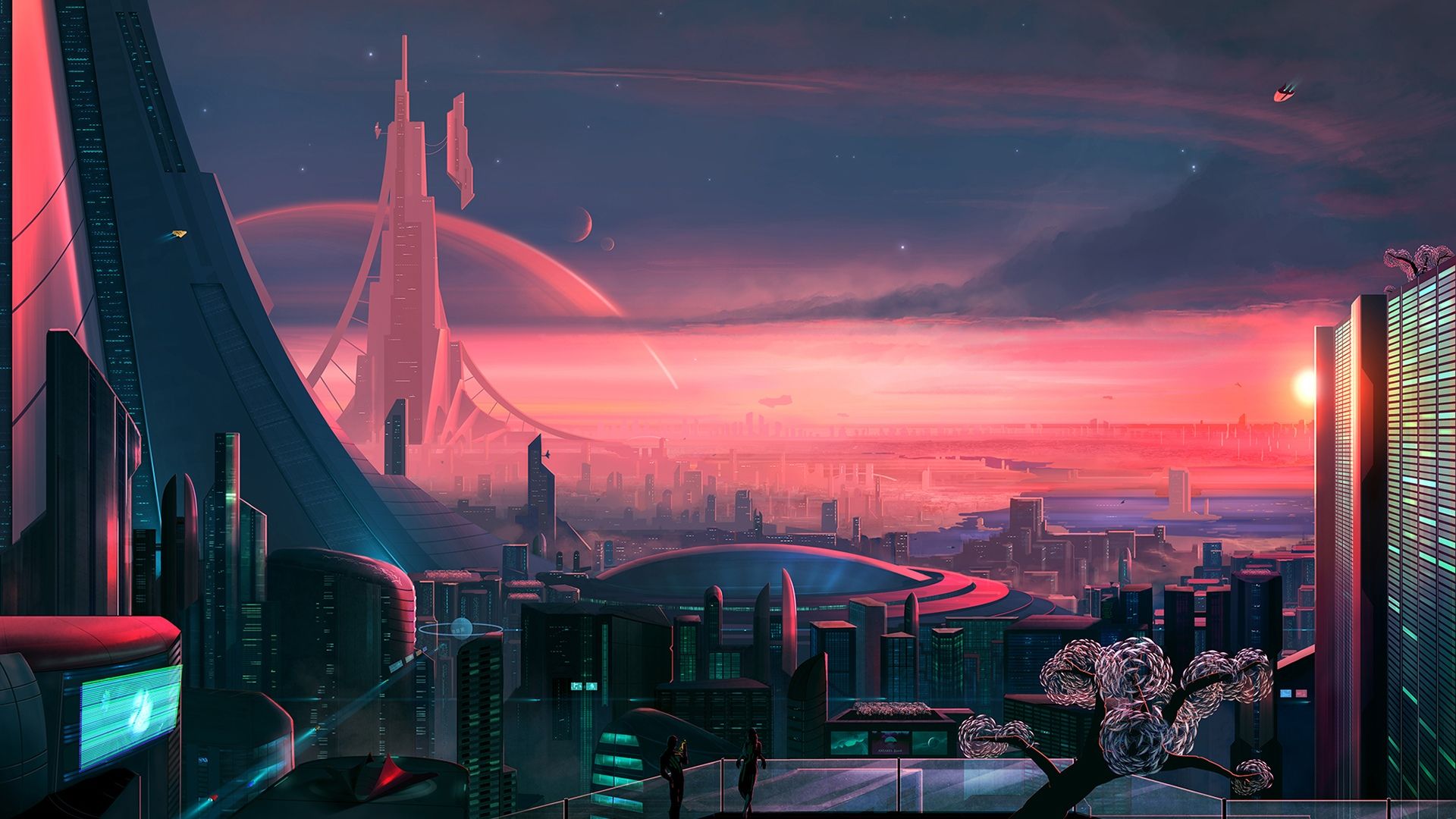 充满了科幻与幻想色彩的宏伟城市