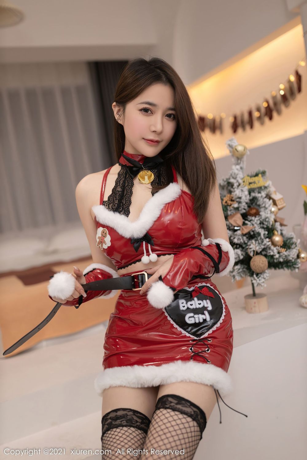 美女模特鱼子酱Fish - 红色服饰+圣诞节主题写真