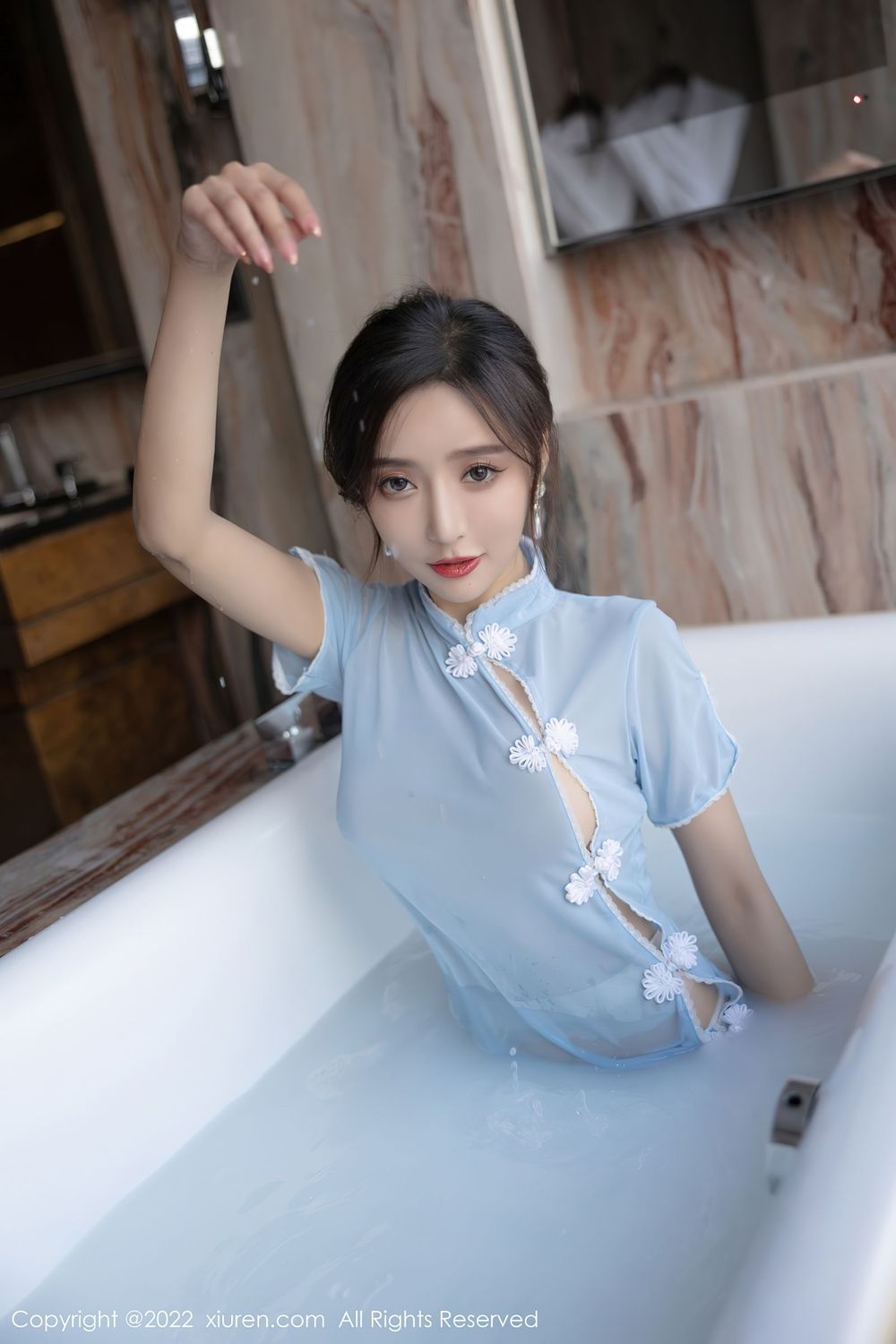 性感女神王馨瑶yanni - 淡蓝色长裙+湿身系列写真