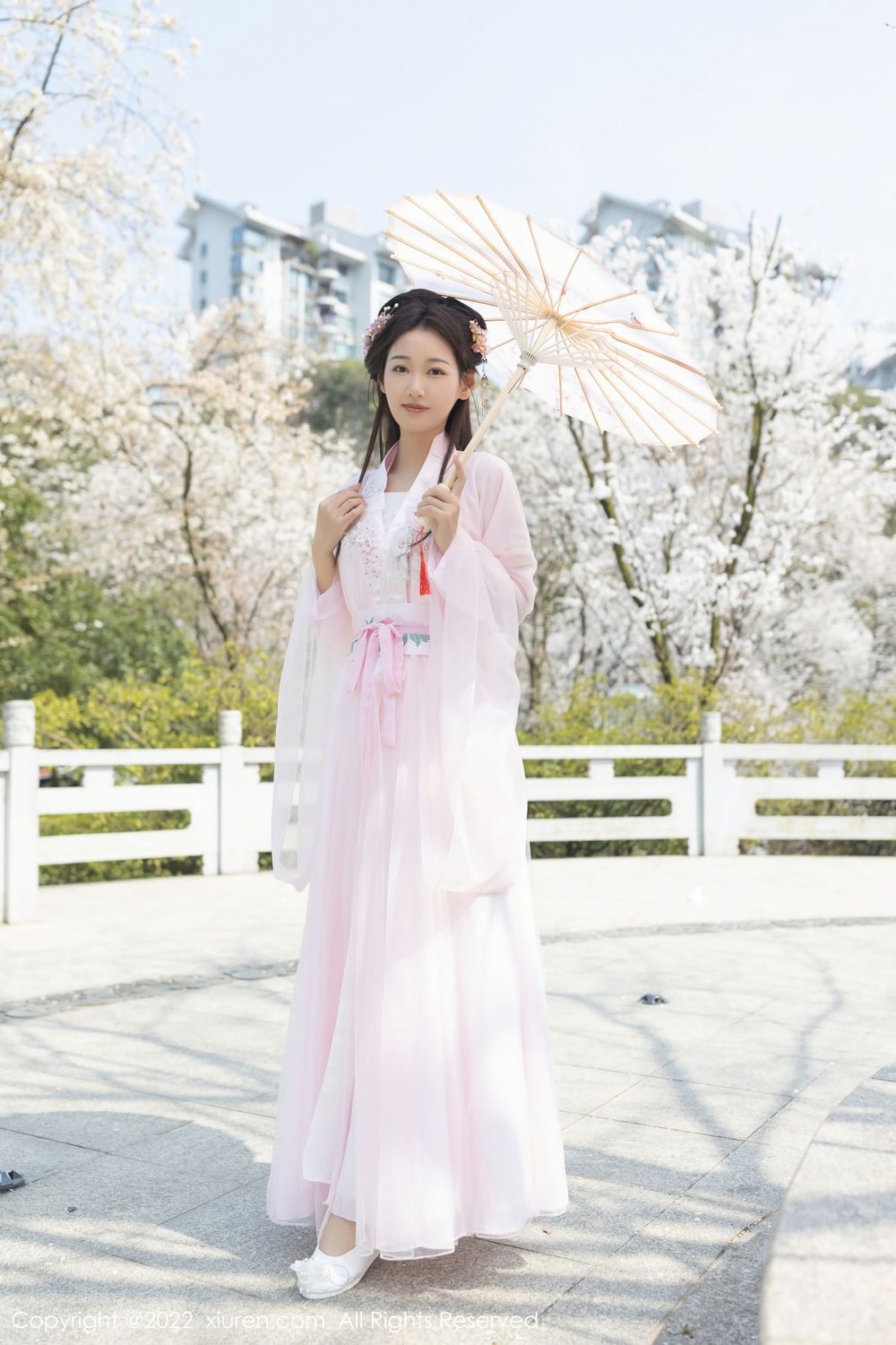 美女模特唐安琪 - 轻透淡粉色古装服饰珠三角旅拍