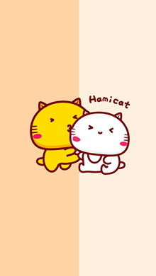 Hamicat哈咪猫双色聊天背景卡通图片手机壁纸