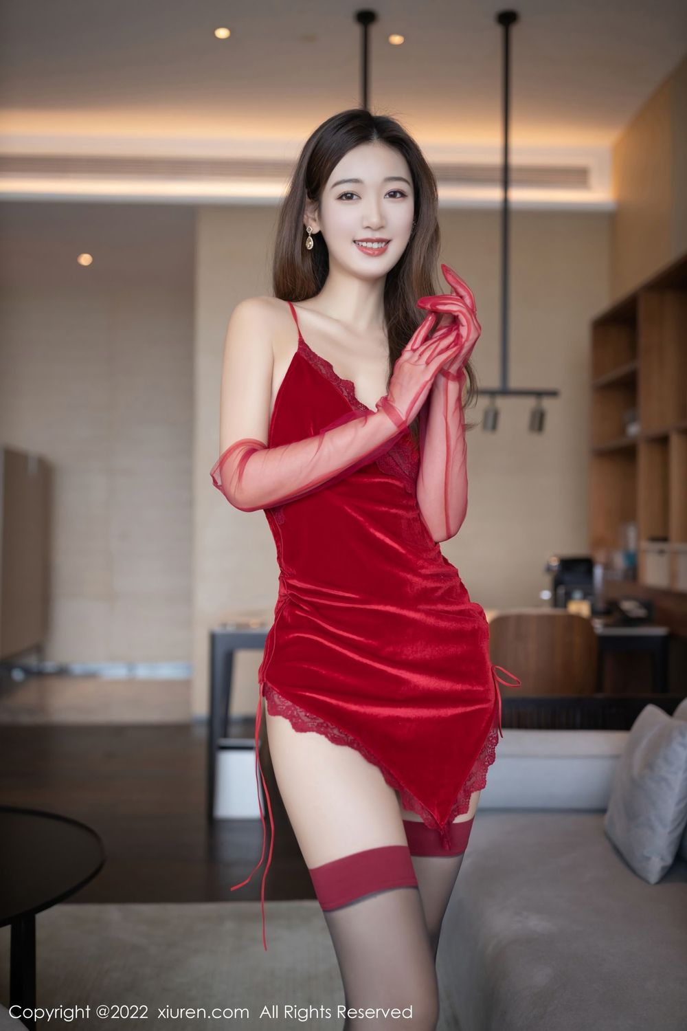 美女模特唐安琪 - 红色裙子+黑丝系列珠三角旅拍