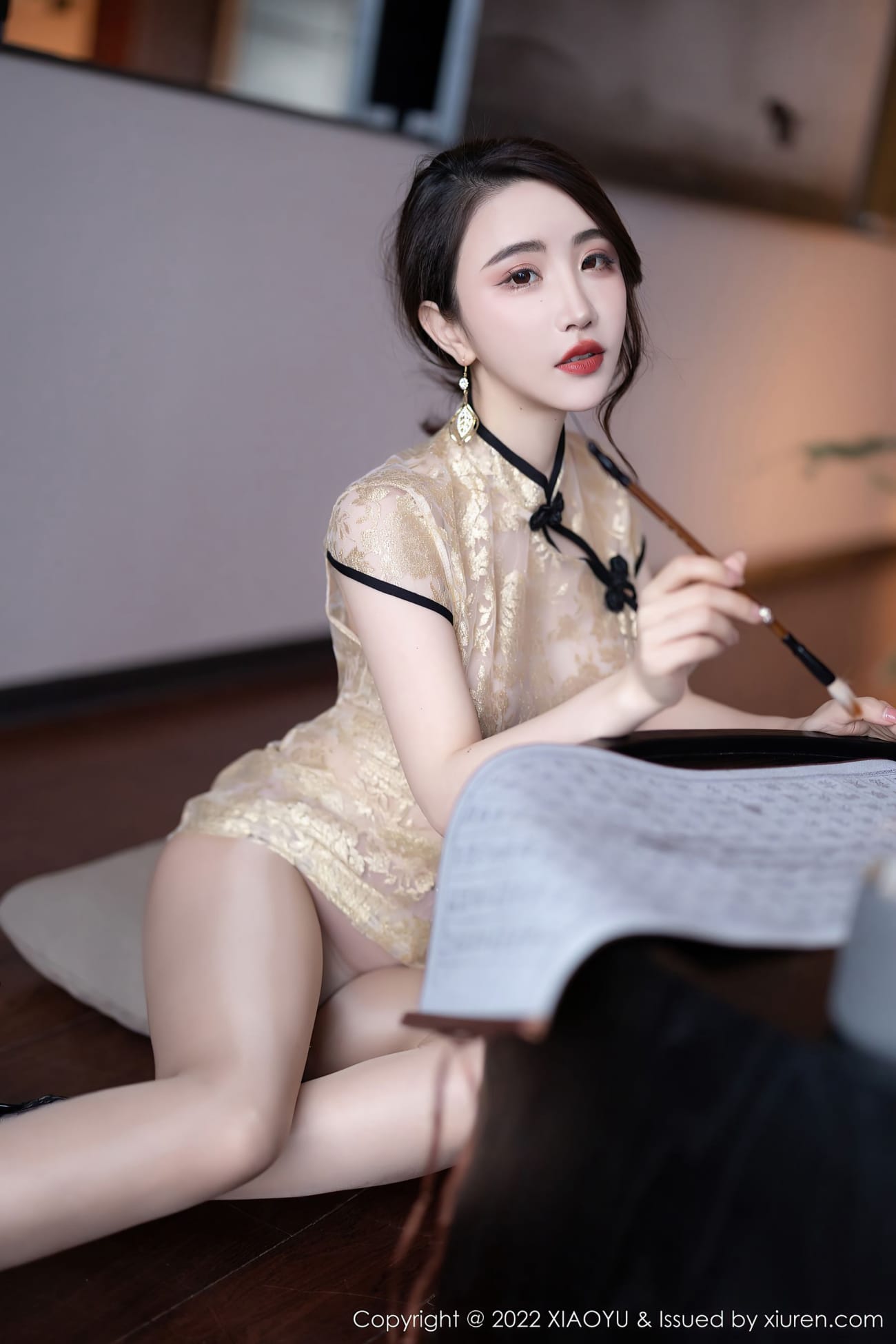 性感女神Cherry绯月樱 - 黄色旗袍+原色丝袜惠州旅拍