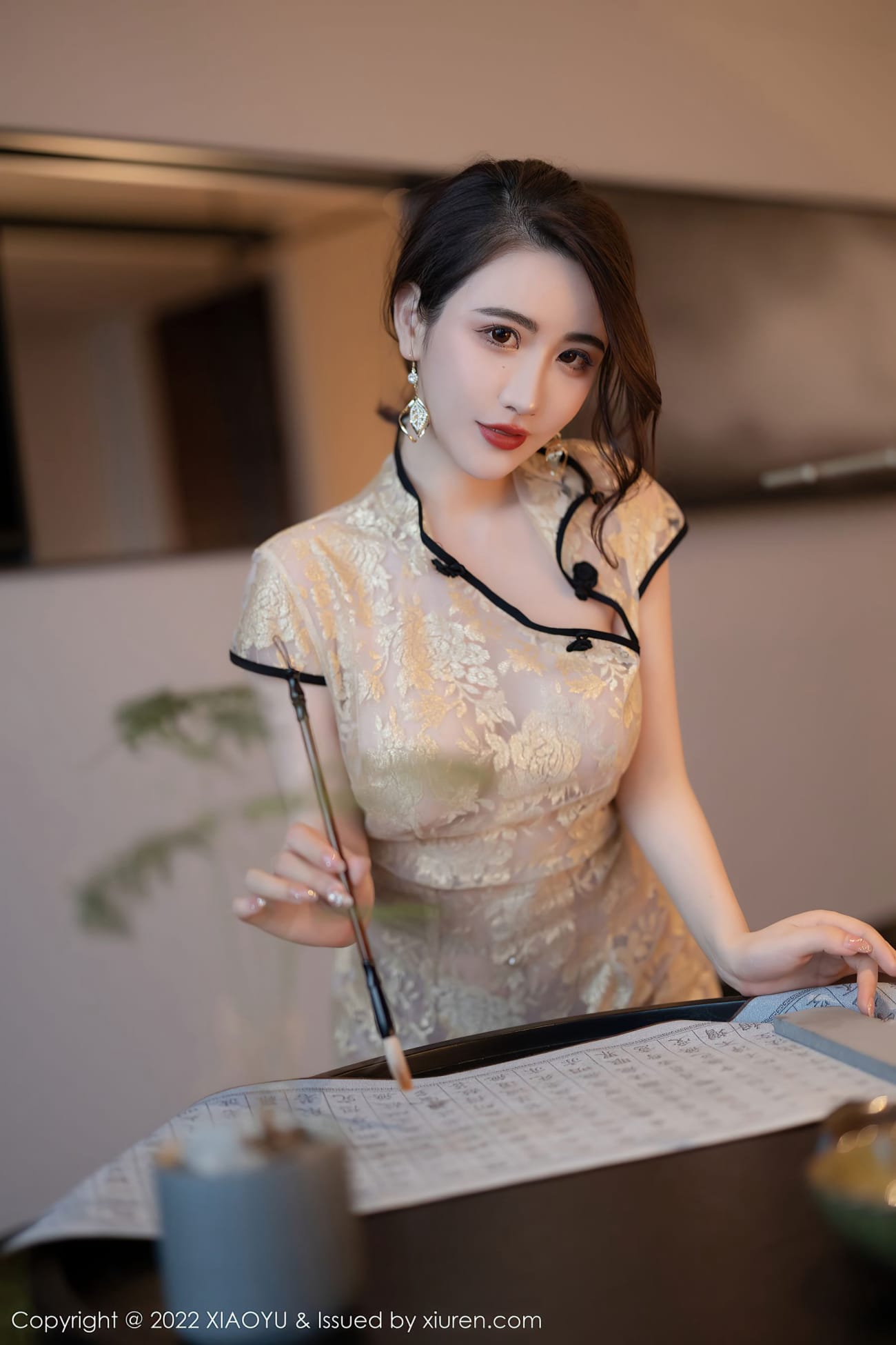 性感女神Cherry绯月樱 - 黄色旗袍+原色丝袜惠州旅拍