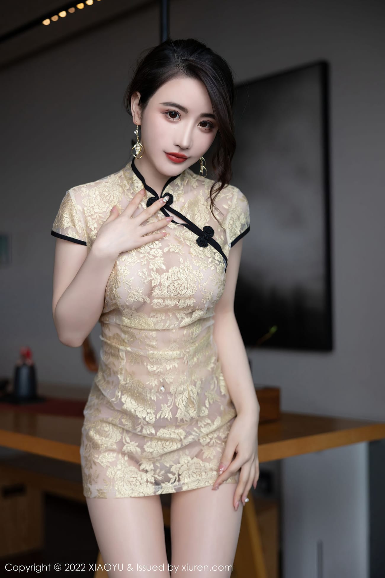 性感女神Cherry绯月樱 - 黄色旗袍+原色丝袜惠州旅拍