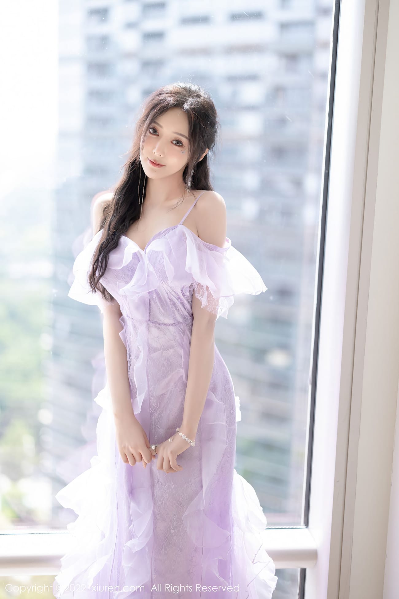 女神王馨瑶yanni - 浅紫色薄纱透视裙厦门旅拍
