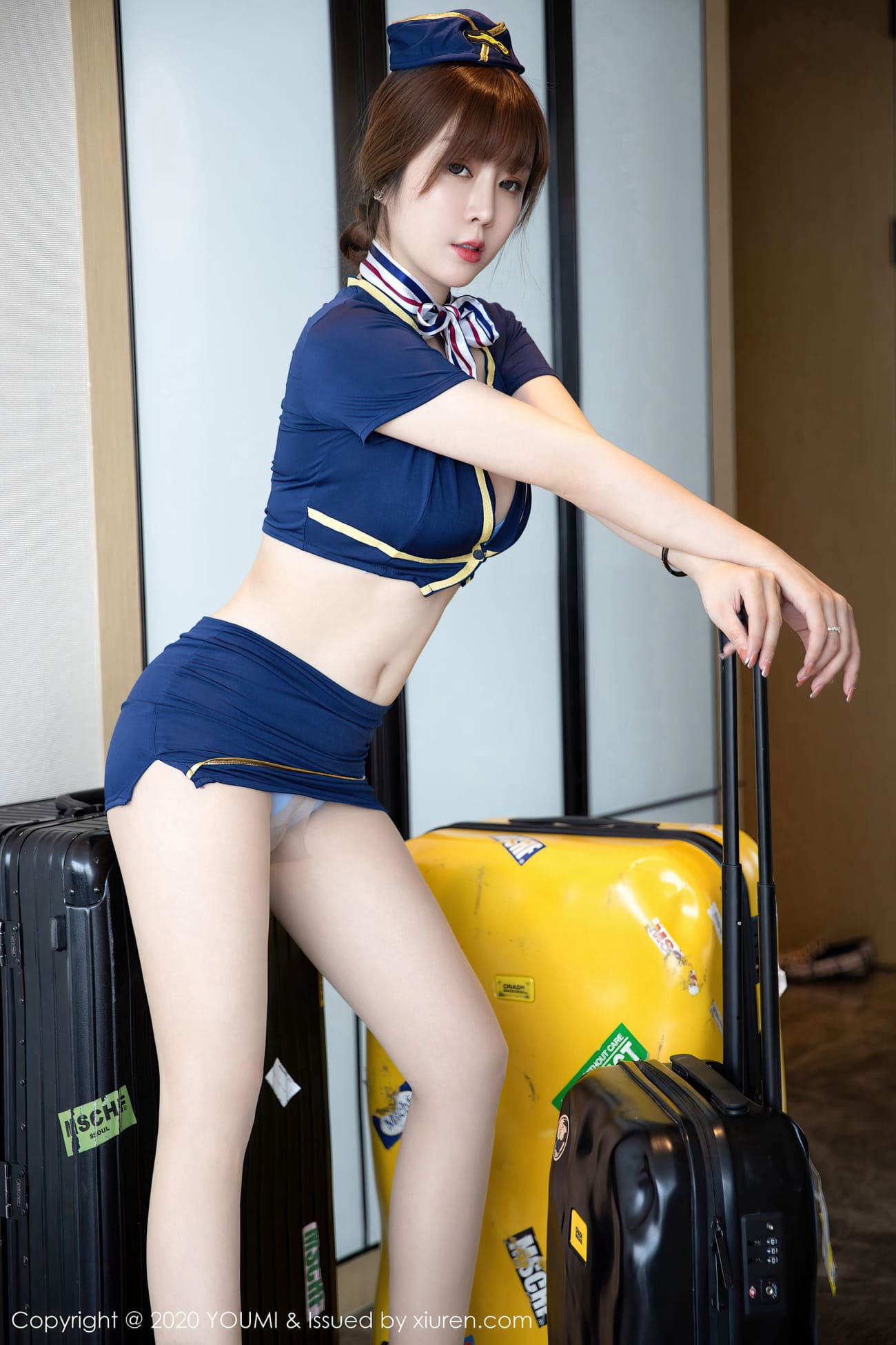 女神王雨纯 - 深蓝色的空乘制服系列性感写真