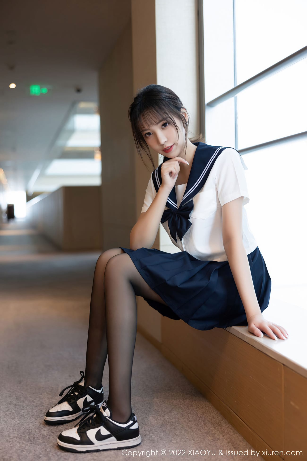 模特郑颖姗Bev - 学生制服+蓝色短裙青岛旅拍