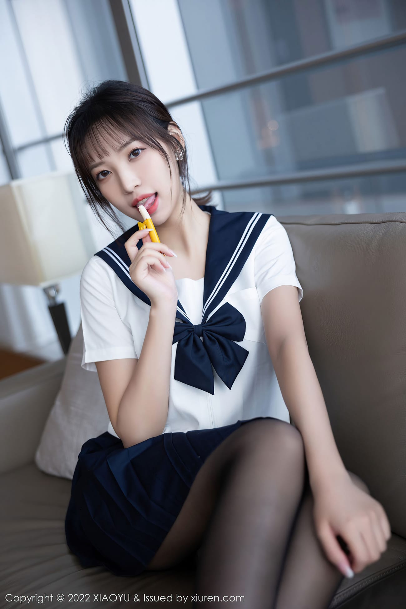 模特郑颖姗Bev - 学生制服+蓝色短裙青岛旅拍