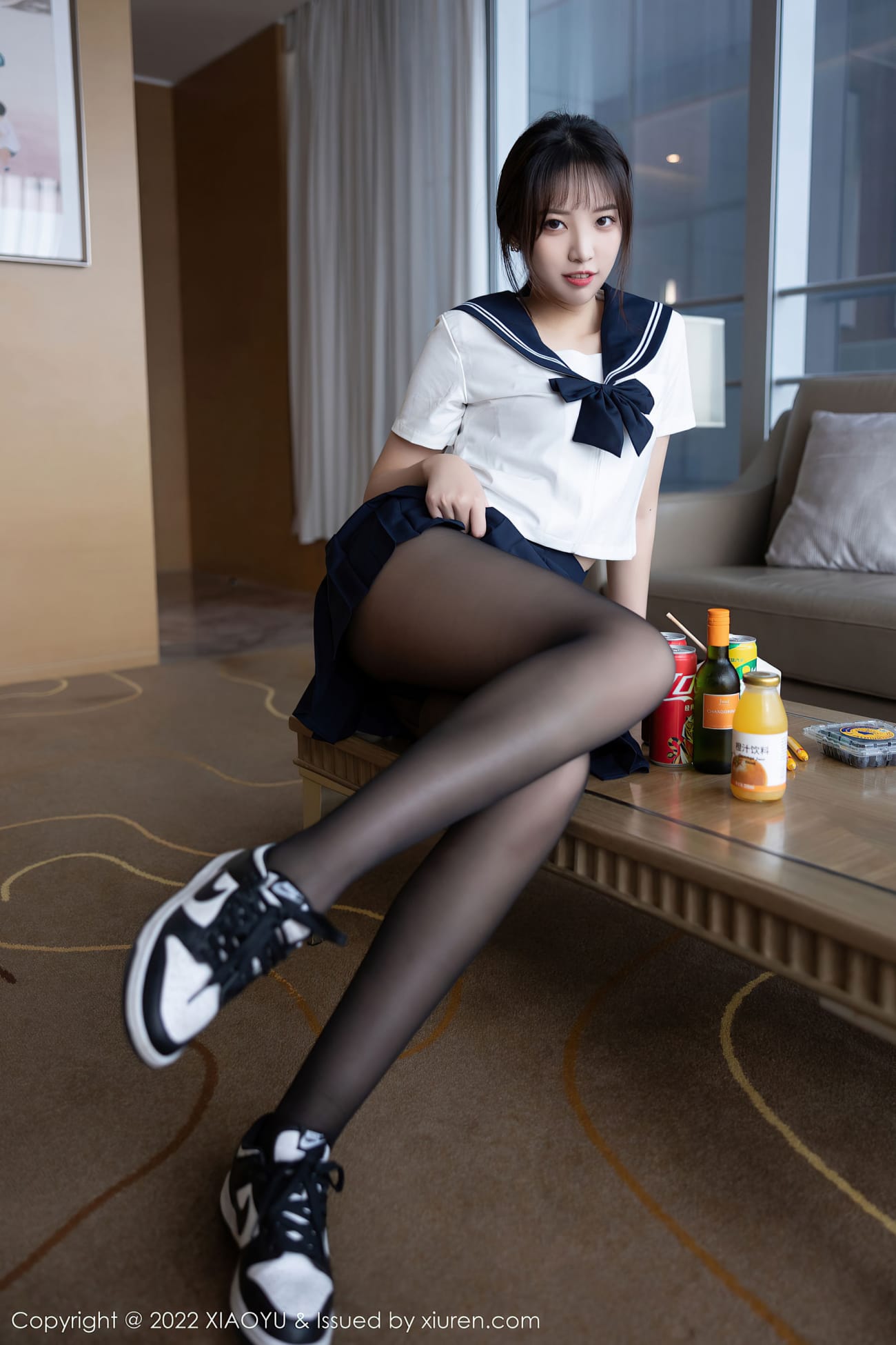 模特郑颖姗Bev - 学生制服+蓝色短裙青岛旅拍