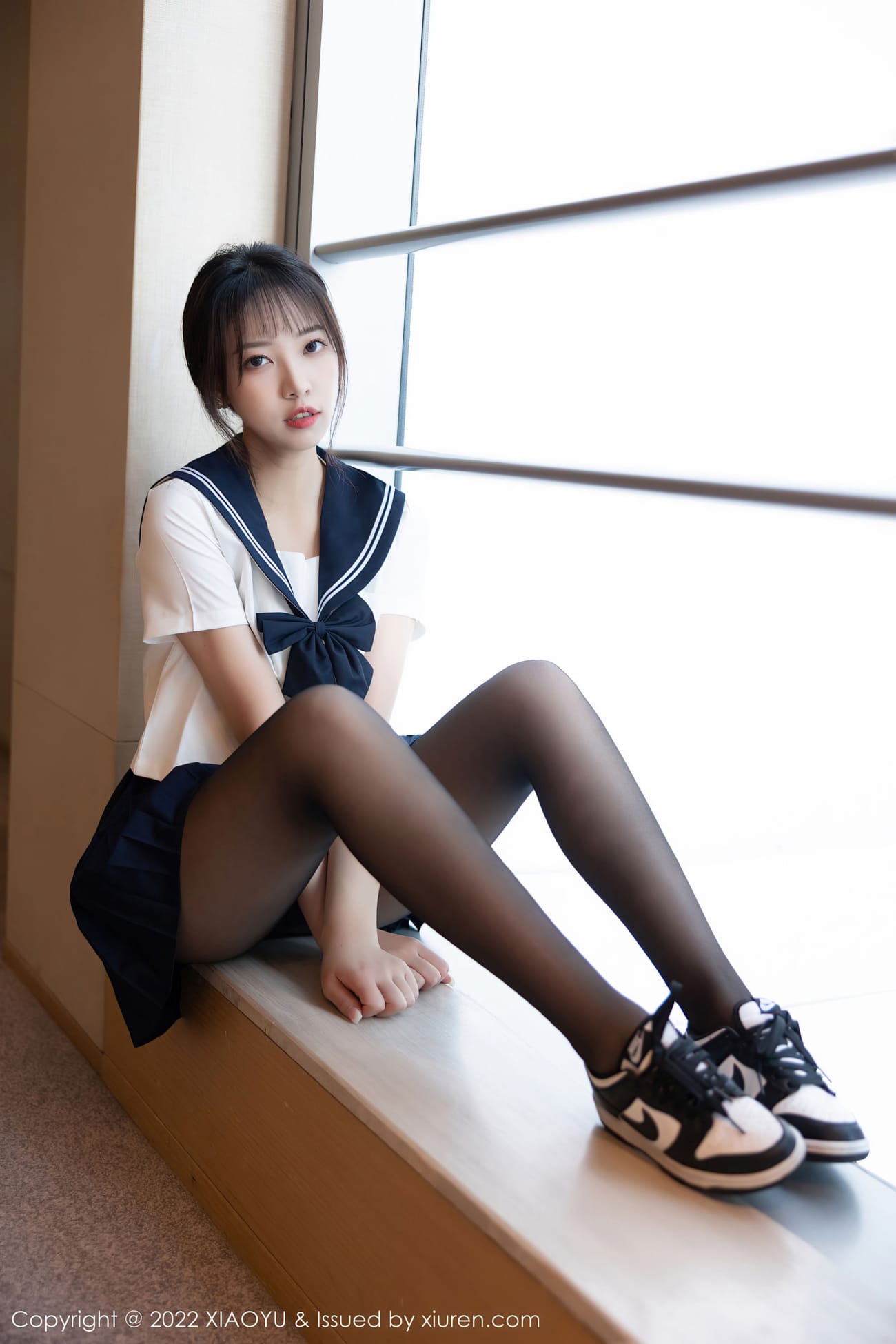 模特郑颖姗Bev - 学生制服+蓝色短裙青岛旅拍