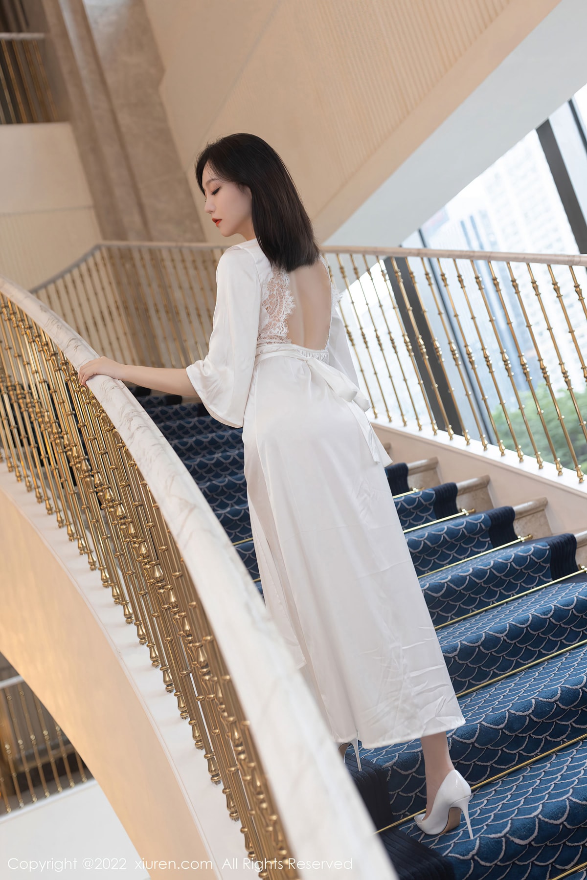 安然anran - 白色连衣长裙+丝袜系列诱人旅拍