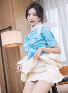 [秀人Xiuren] No.5176 模特抖娘利世 - 蓝色上衣+白色短裙性感写真